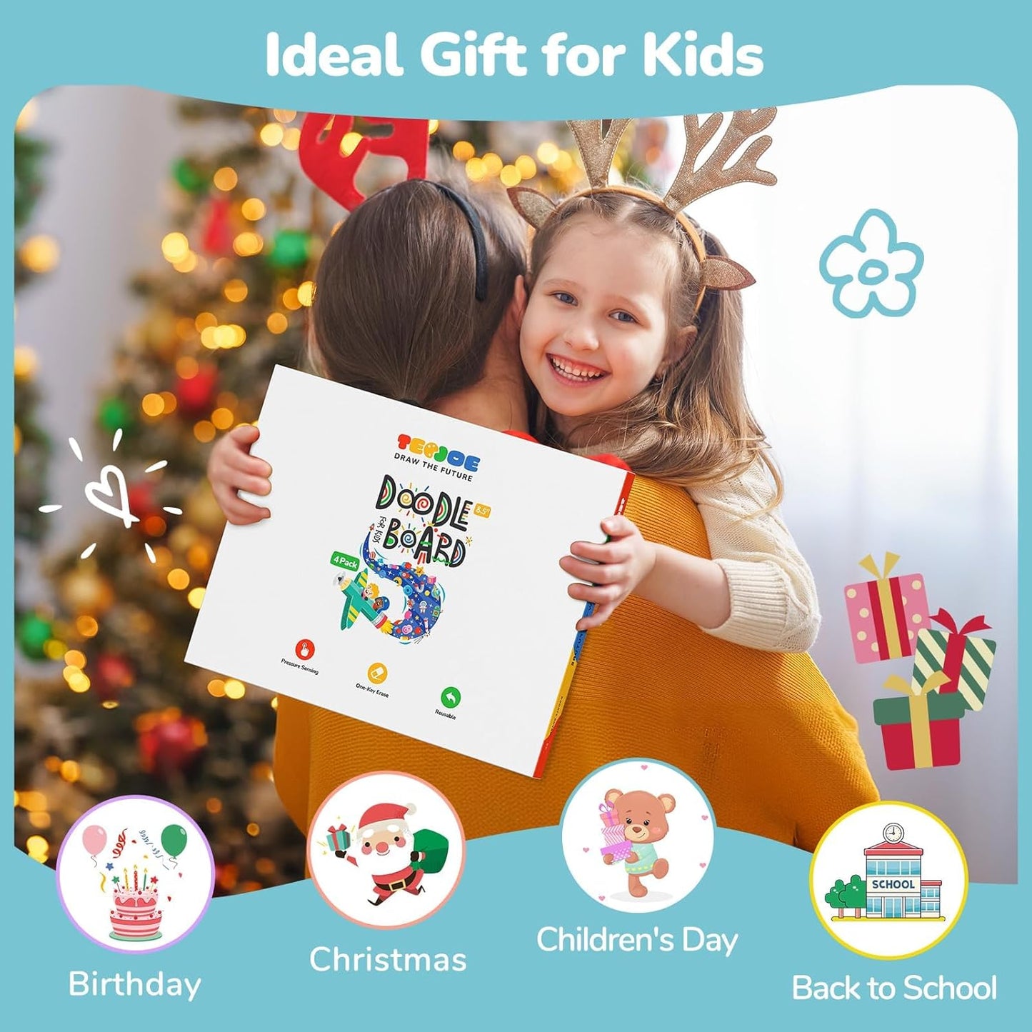 TECJOE LCD Writing Tablet, 8.5 Inch Colorful Doodle Board Drawing Tablet for Kids, Christmas Stocking Stuffers Birthday Gifts Travel Games Toys for Age 3 4 5 6 Boys Girls Toddles Preschooler