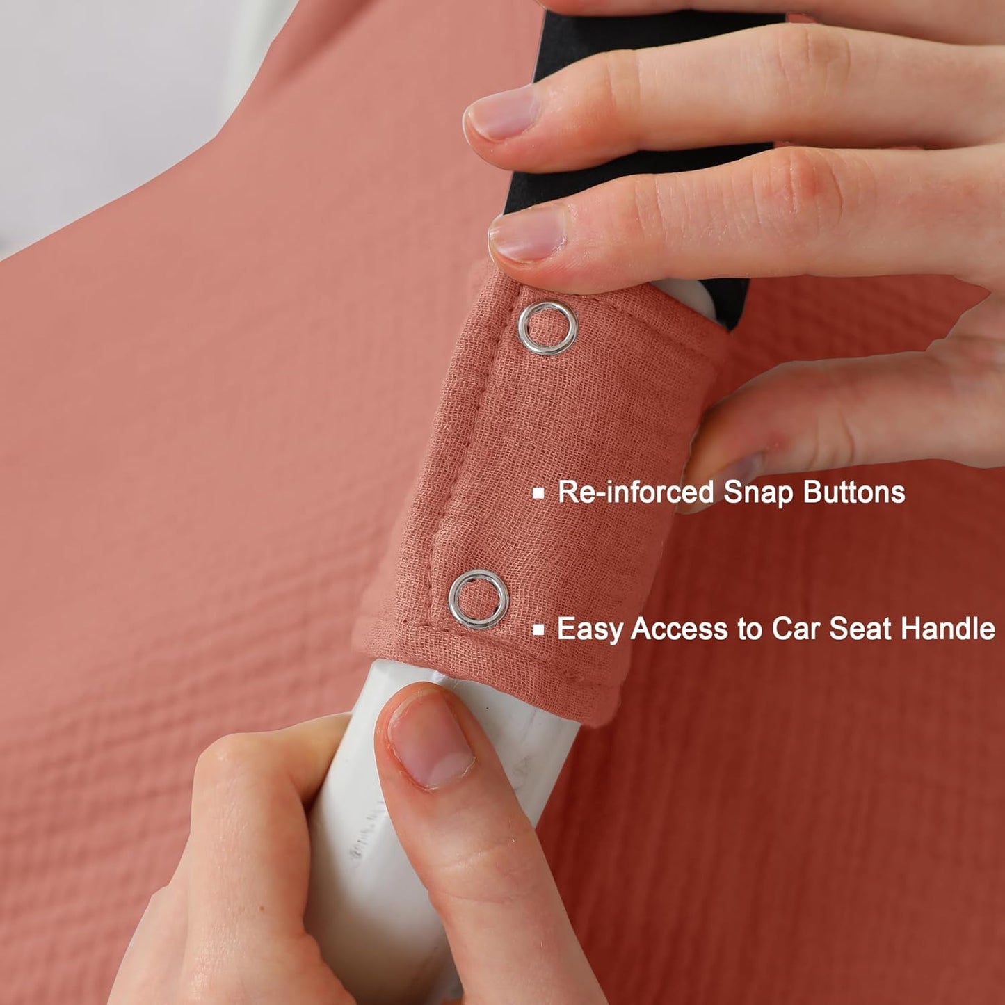 100% Muslin Cotton Car Seat Cover Baby, Carseat Canopy Cover, Universal Fit Stroller Covers for Boys and Girls (Blush)