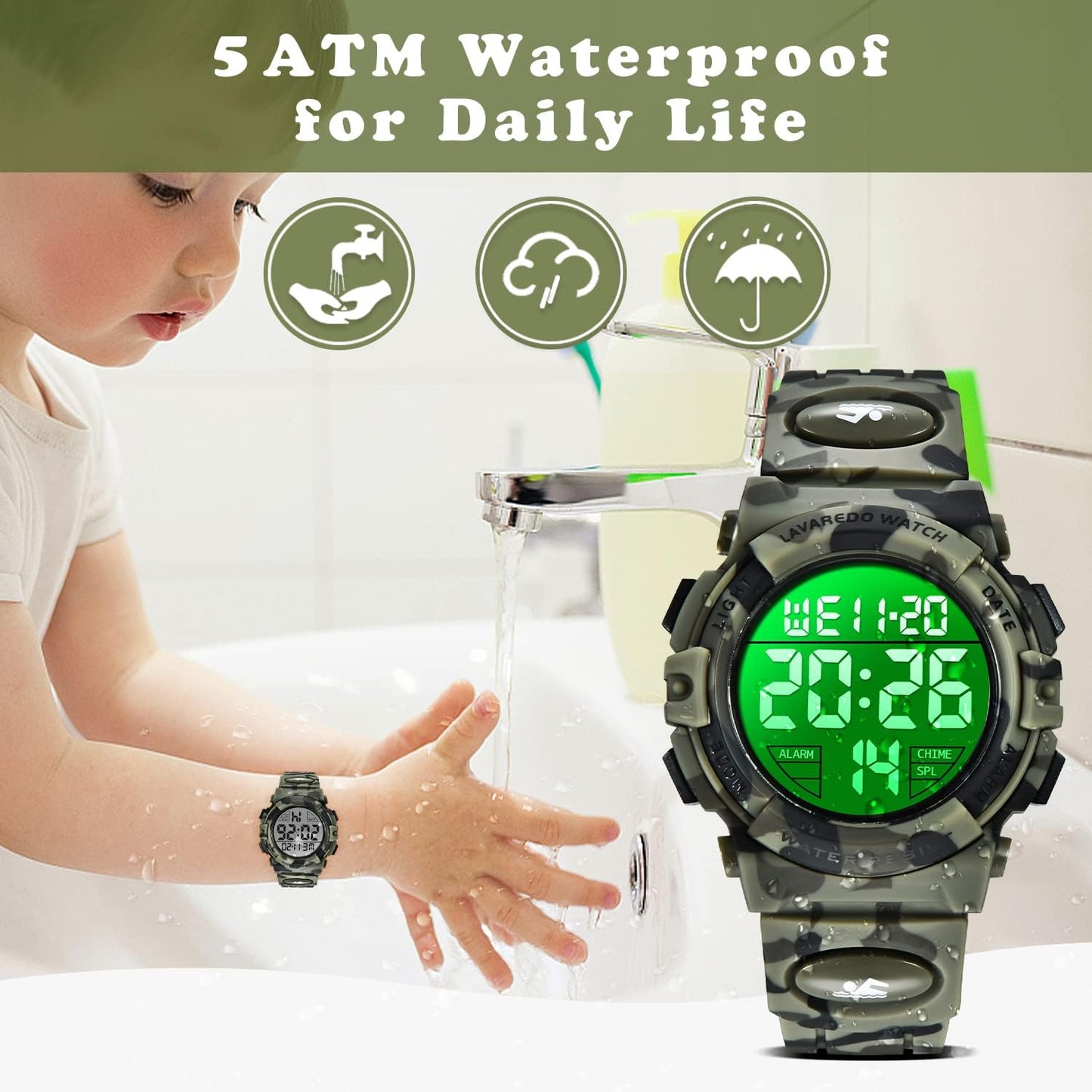 Kids Watch,Boys Watch for 3-15 Year Old Boys,Digital Sport Outdoor Multifunctional Chronograph LED 50 M Waterproof Alarm Calendar Analog Watch for Children with Silicone Band,Kids Gift