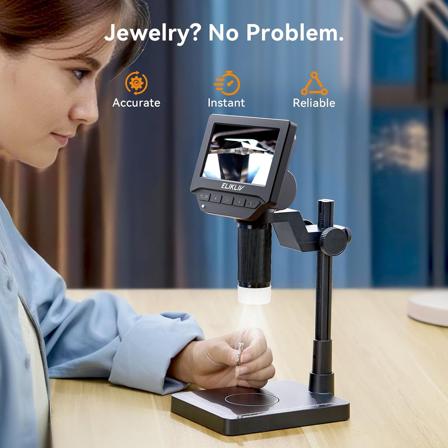 Elikliv EDM4C Coin Microscope with Scale:4.3" Digital Microscope with Adjustable LED, Error Coin Magnifier with Screen & Weighing Scope for Collectors, Jewelers, Students, Windows/Mac Compatible