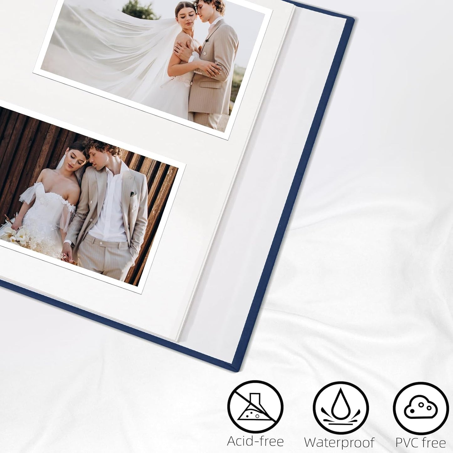 Vienrose Acrylic Cover Self Adhesive Photo Album for Small 4x6 5x7 8x10 Pictures Scrapbook Wedding Memory Book for Polariod Baby Bride Couples Kids School Family Travel 20 Sheets (40 Pages) Navy Blue