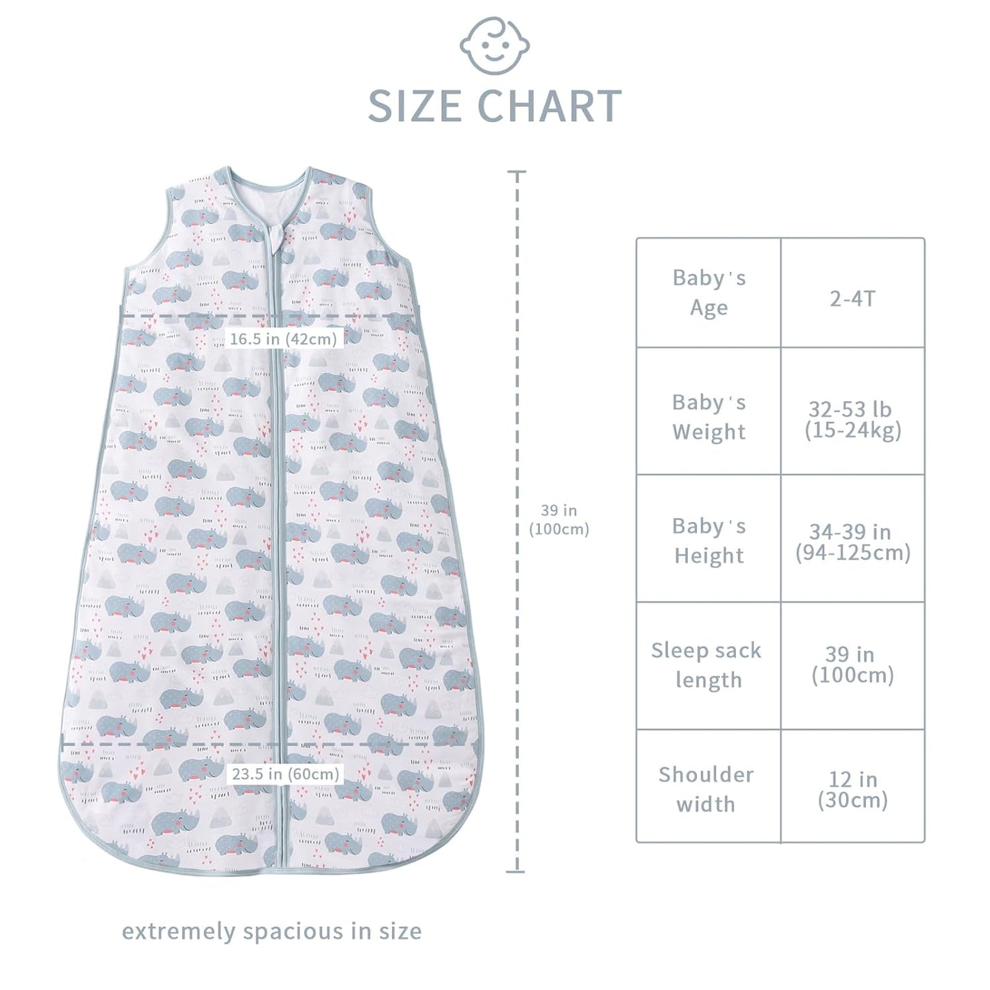Baby Sleep Sack 2-4 T 95% Rayon from Bamboo 5% Spandex Boys & Girls Wearable Blanket 1.0 TOG Toddler Sleeping Sack 2- Way Zipper X-Large