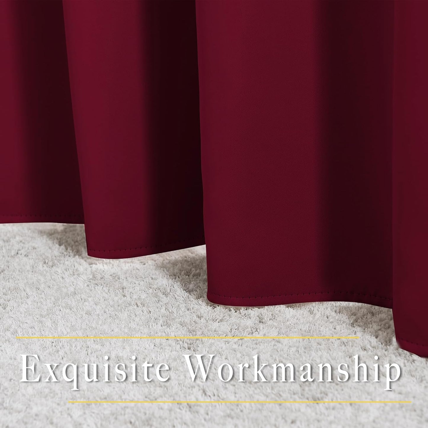 NICETOWN 84 inches Bedroom Curtains Panels - Functional Blackout Curtains/Panels for Bedroom, Thermal Insulated, Privacy Assured (Set of 2, 52 x 84 inches, Wine Red)