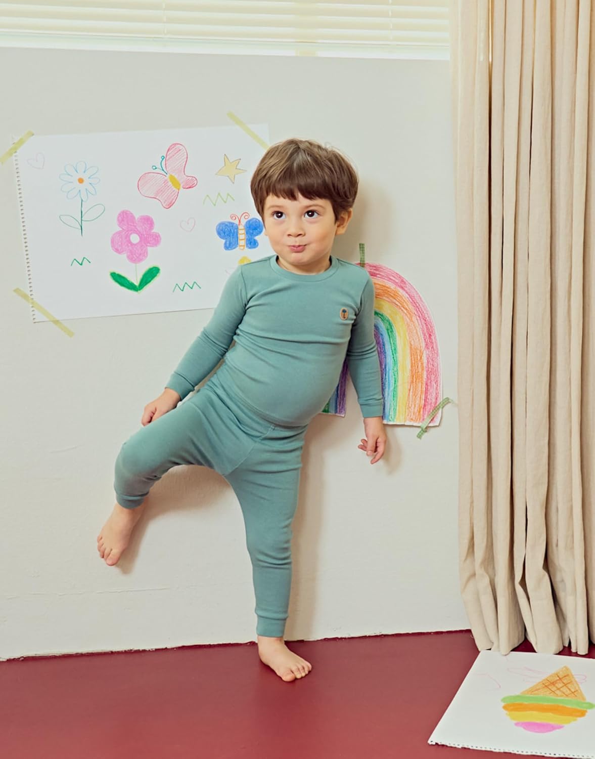 moimoln 6M-8Y Modal Cotton Solid Soft Breathable Baby Toddler Boys Girls Snug fit Pjs Long Sleeve Pajamas Set Sleepwear Daily