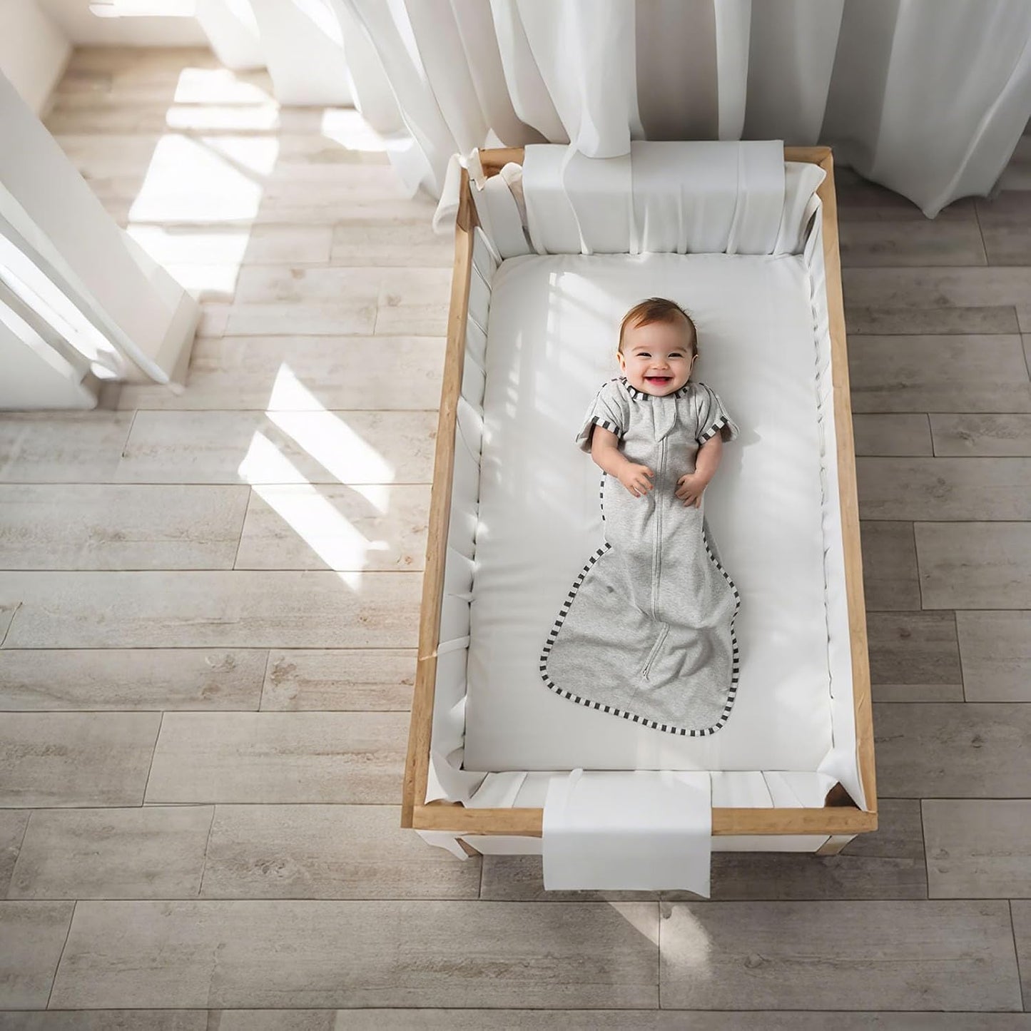 Transition Swaddle, 2 Pack 100% Cotton Baby Sleep Sack, 2-Way Zipper Infant Arm Up Swaddle for Newborn Baby Boys Girls (Light Grey + Estate Blue, L(6-9 Months))