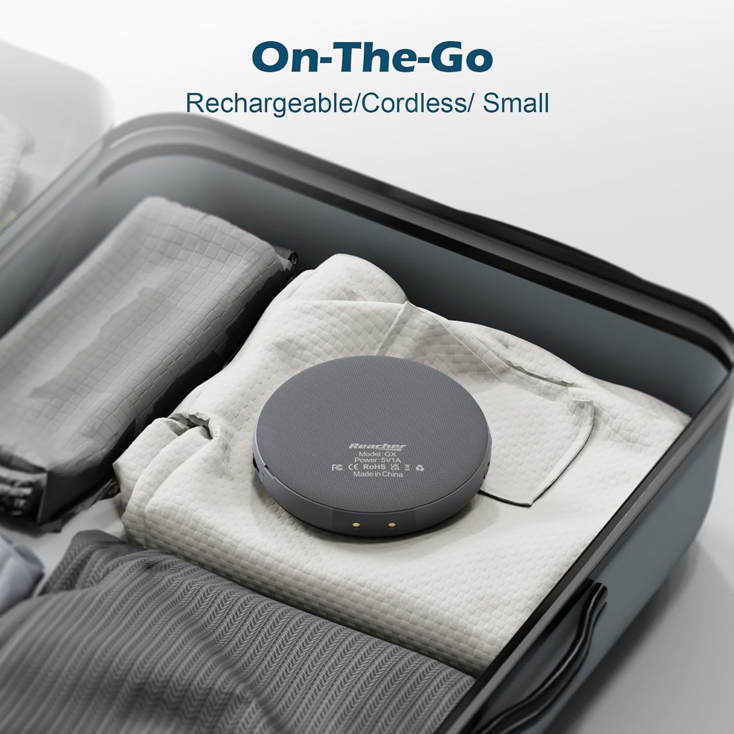 REACHER Super Loud Alarm Clock for Heavy Sleepers Adults Teens, Vibrating Alarm Clock Bed Shaker Under Pillow, Rechargeable Battery Powered for Travel, Auto-Dim, Portable