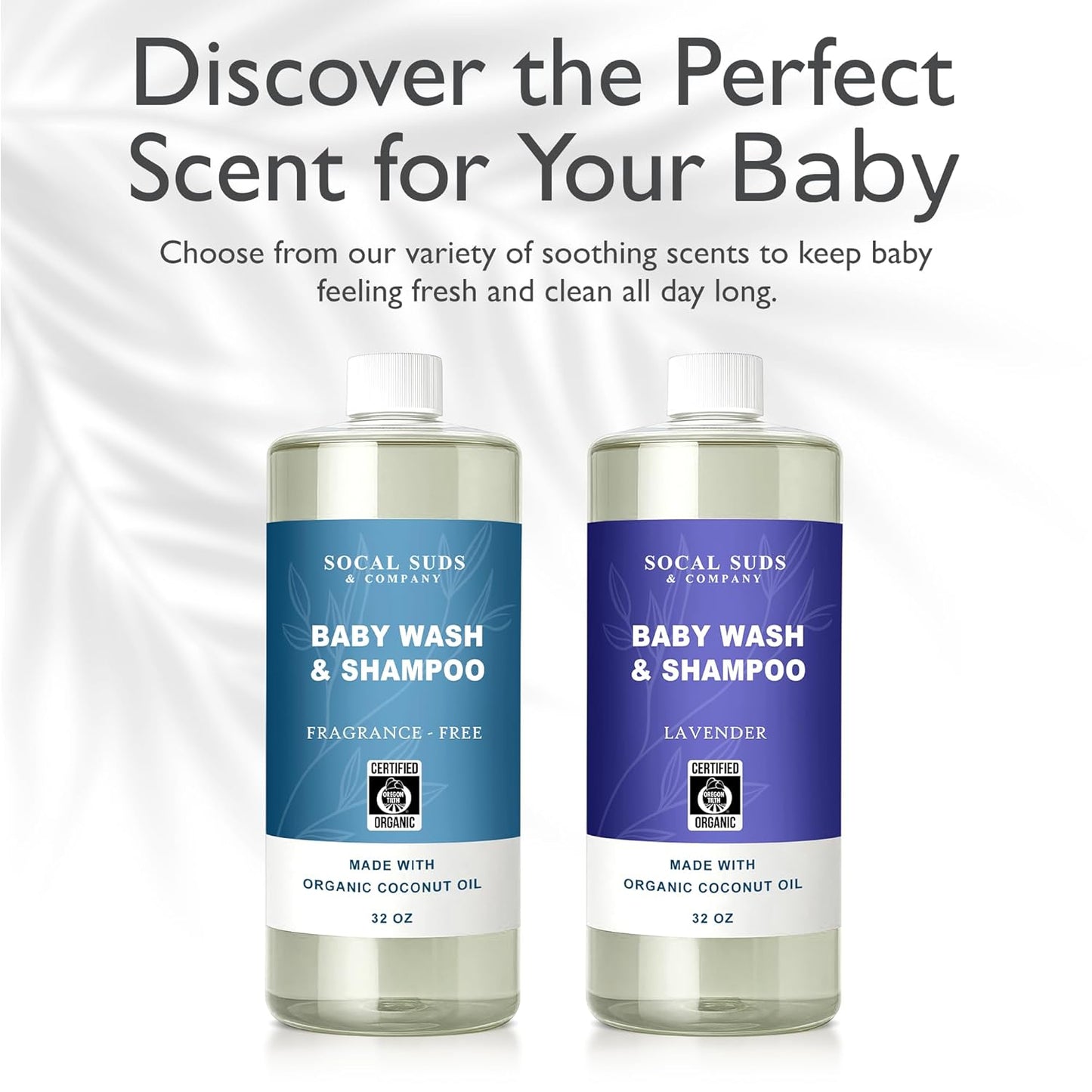 SoCal Suds & Company - 2-in-1 Organic Foaming Baby Wash Castile Soap & Shampoo Refill - Gentle Body Soap for Sensitive Gentle Bath -Nourishing Soothing Ingredients -Newborn Baby - Fragrance Free, 32oz