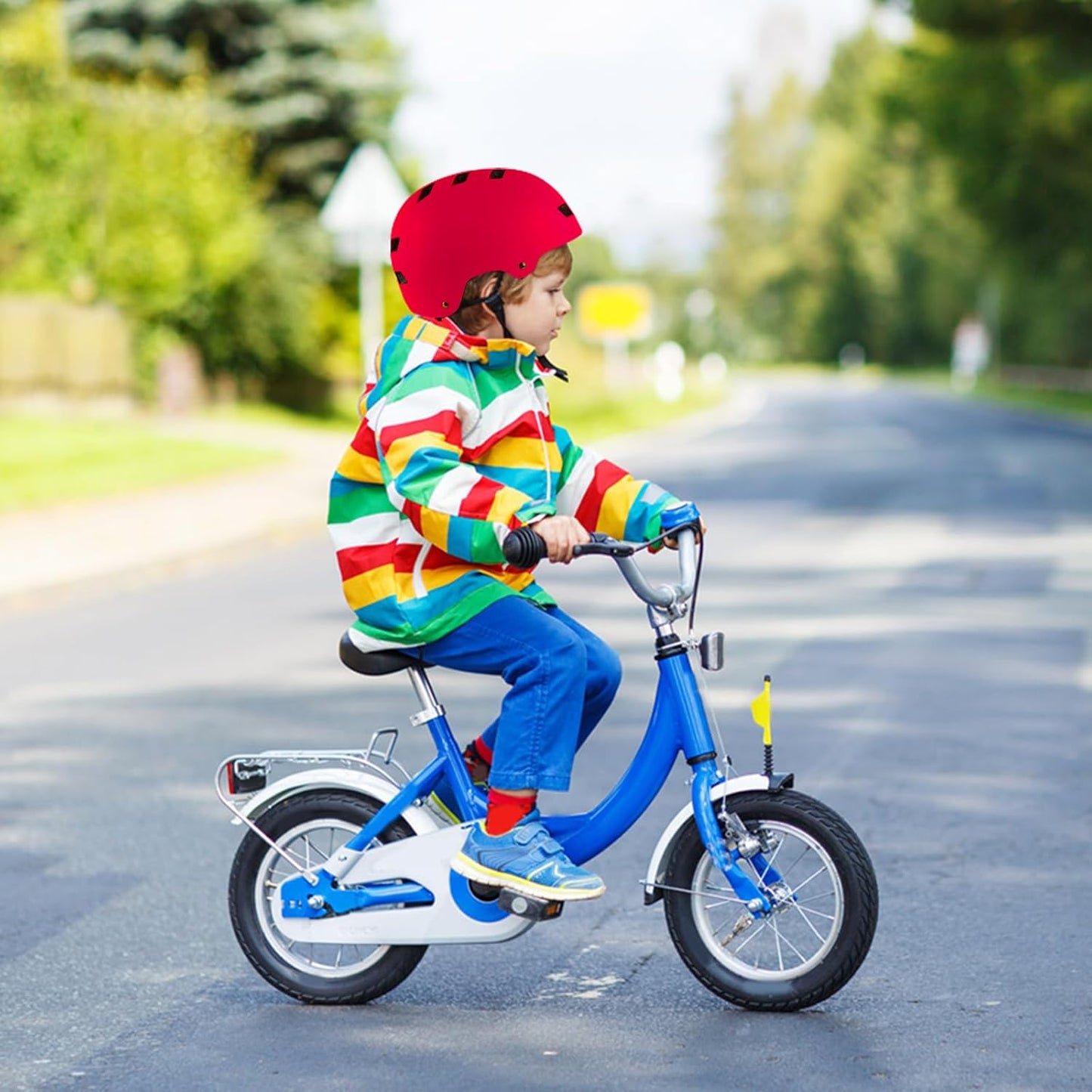 Adjustable Kids Bike Helmet with Knee Pads Elbow Pads Wrist Guards for Age 3-5-8-14+ Youth/Teens,Ventilation Multi-Sport Scooter Roller Skate Rollerblading Skateboarding Climbing Cycling