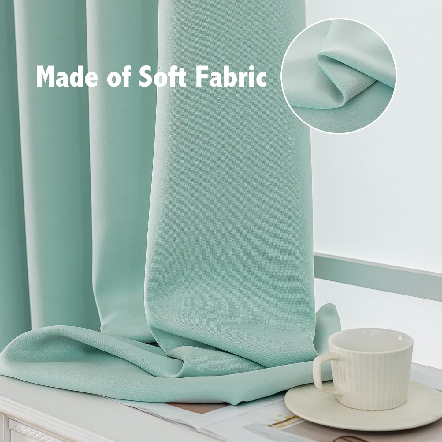 Anytime 100% Blackout Curtain Set, Thermal Insulated & Energy Efficiency Window Draperies for Guest Room, Full Shading Panels for Shift Worker and Light Sleepers(Light Blue, 2 Panels, 42W x 80L)