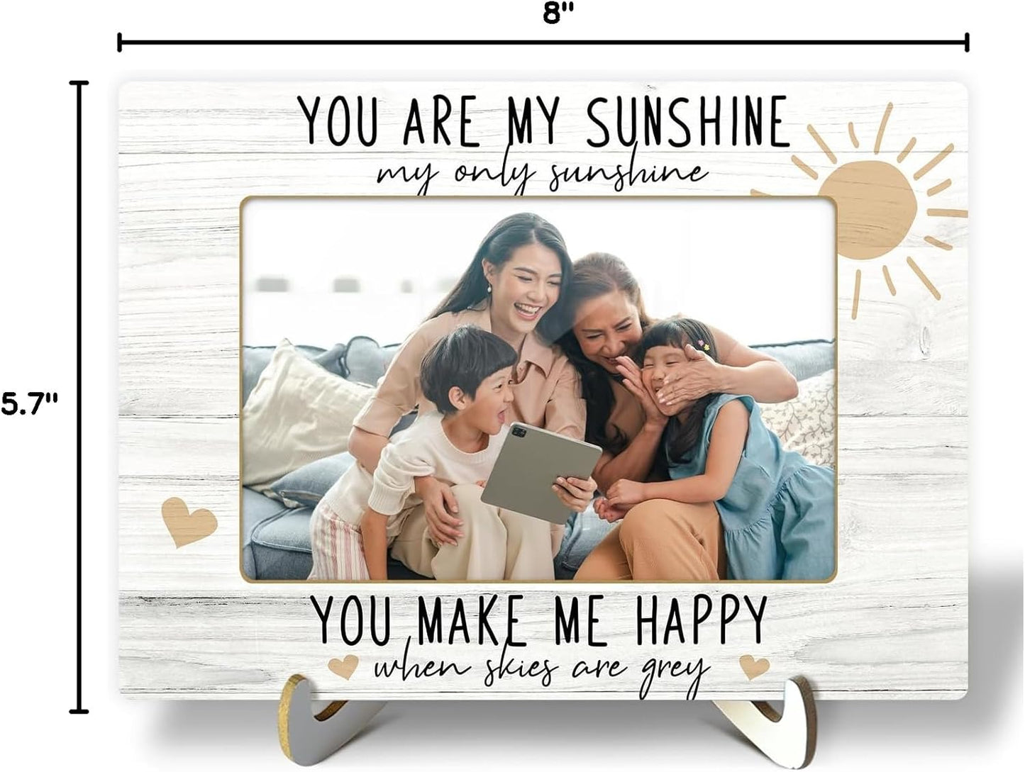 CMHIE Wood Picture Frame with stand, Gift for Family Mom Boy Girl Son Daughter, You are My Sunshine Picture Frame Display 4x6 Horizontal Photo for Tabletop, Home Shelf Table Decorative Supplies -25