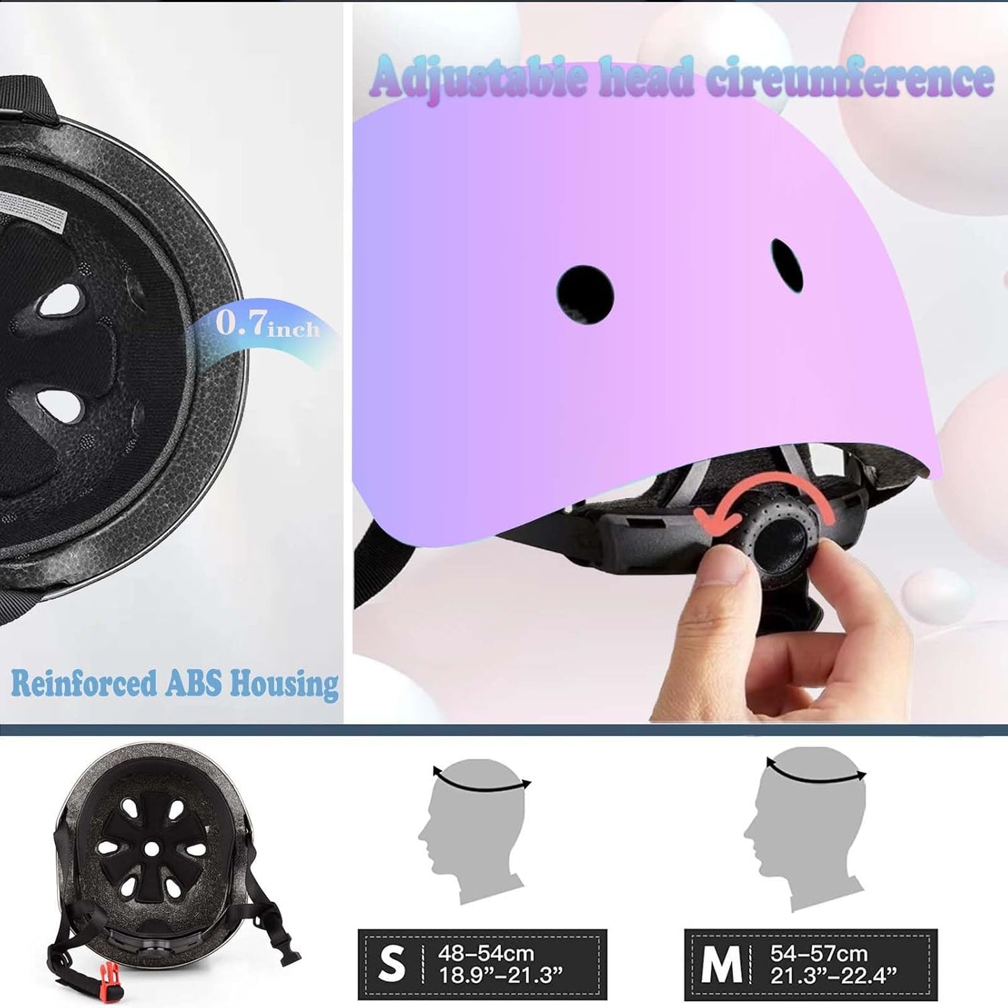 Kids Helmet,Toddler Skateboard Helmets for Ages 2-3-5-8-14 Years Boys Girls with Knee and Elbow Pads Wrist Guards fit Roller Skates,Skateboarding,Skating Scooter Adjustable Kids Helmet