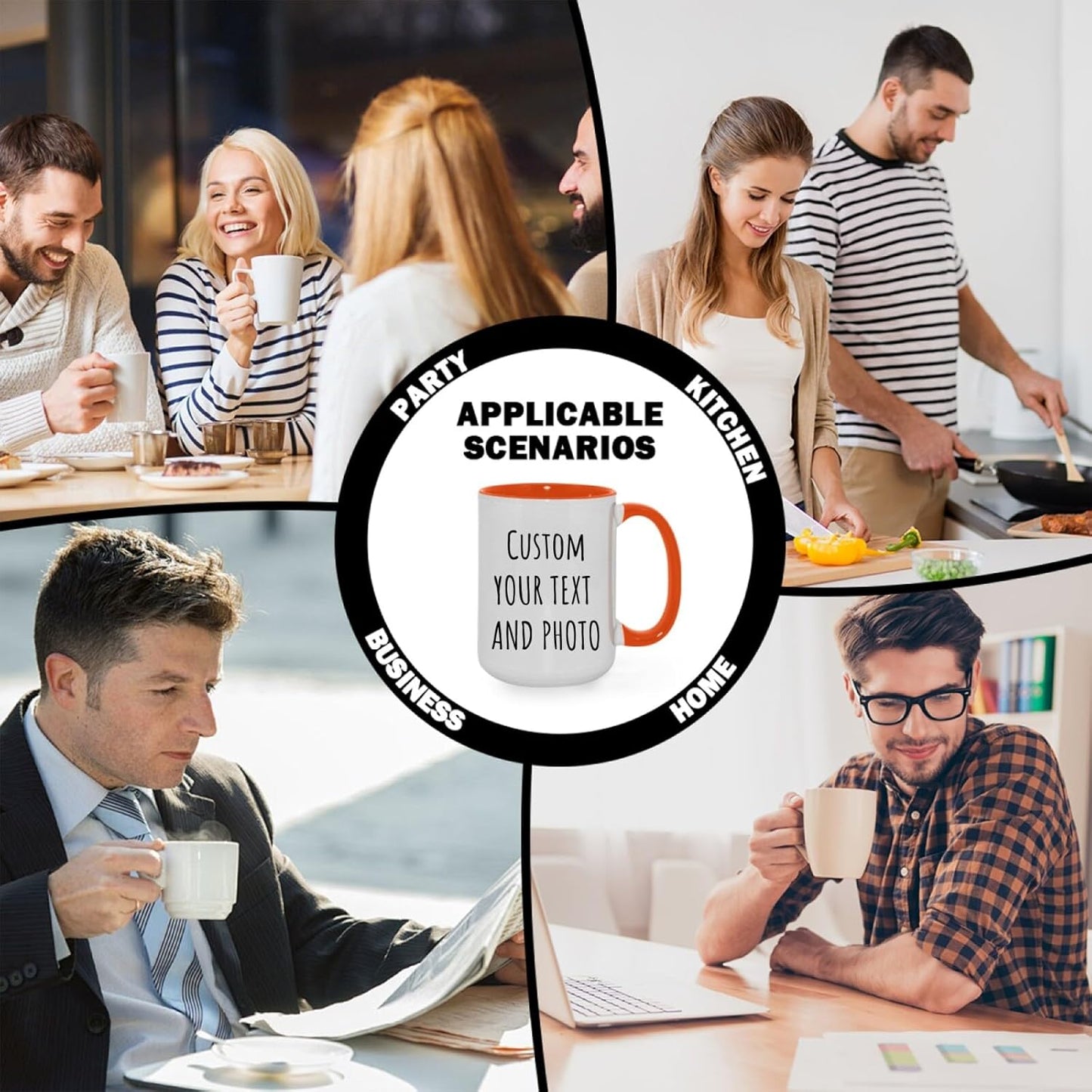 Ship Next Day Custom Mug Design Your Own Photo Text Personalized Picture Gifts for Women Men Customized Gifts Idea Personalized Coffee Mugs 15oz Orange Handle