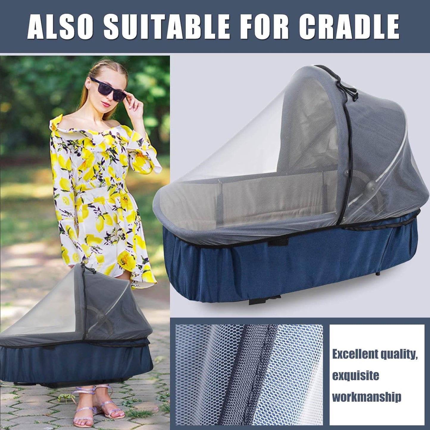 Mosquito Net for Baby Car Seats, Infant Stroller and Bassinets, Infant Car Seat Insect Mesh Net,Breathable,Easy Fitting, Portable Durable & Long Lasting Insect Netting (Gray)…