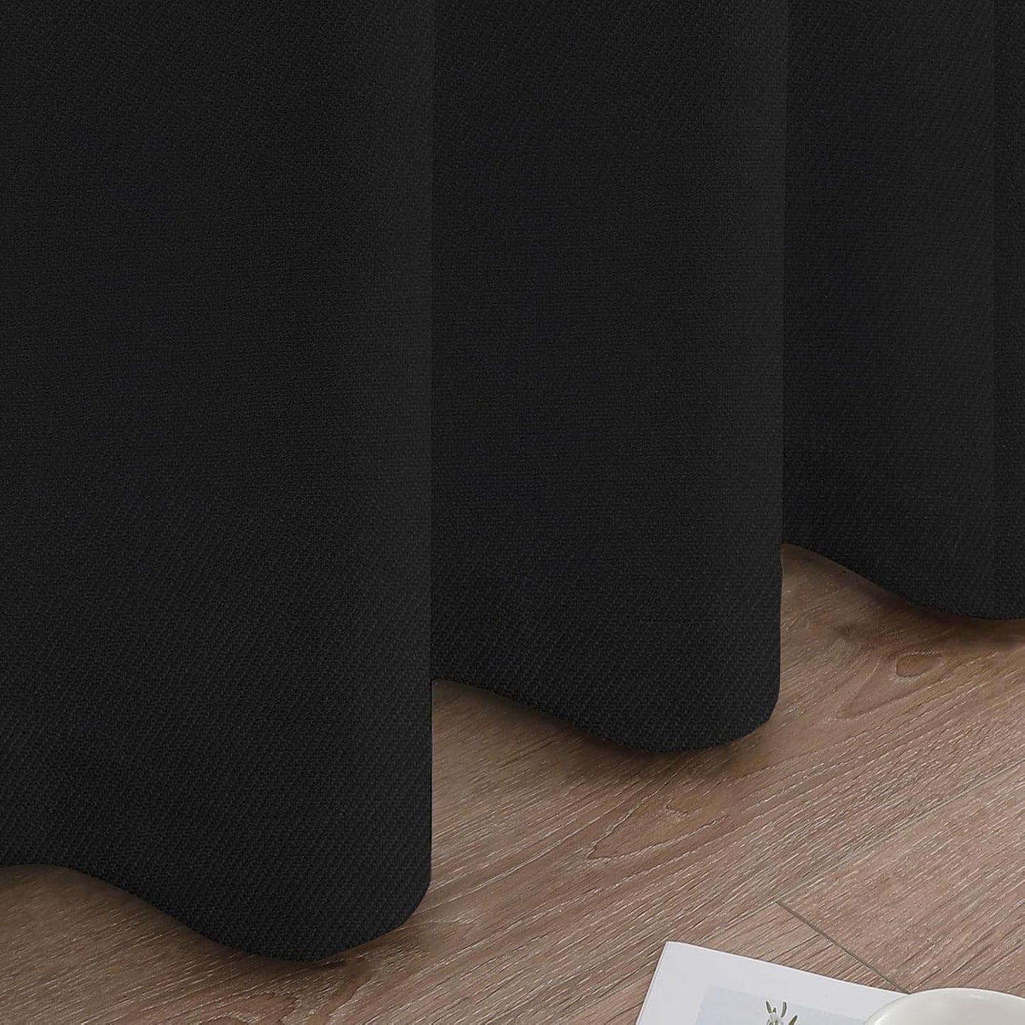 Joydeco 100% Blackout Curtains 90 Inches Long 2 Panels Set, Thermal Insulated Long Curtains& Drapes 2 Burg, Room Darkening Drapes for Bedroom Living Room Window (Black, W52 x L90 Inch)