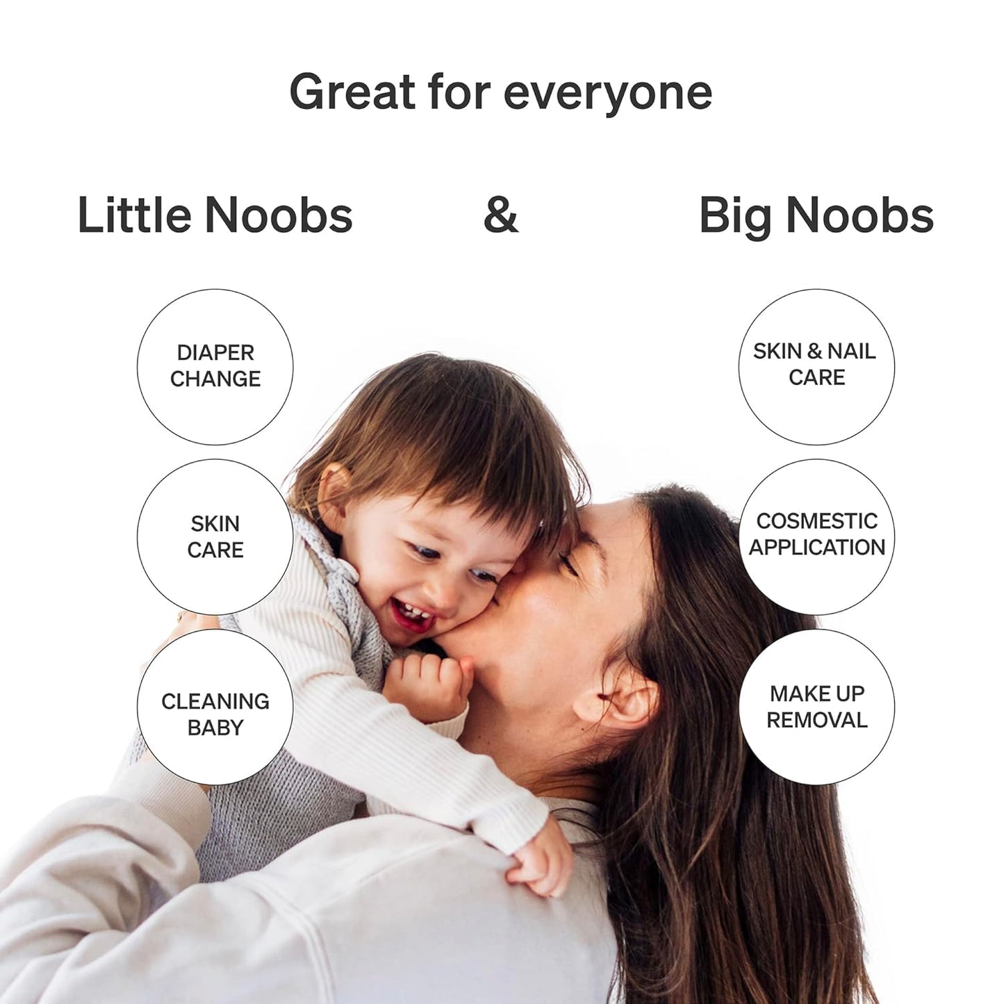 Baby Cotton Pads for Diaper Change by LoveNoobs, 60 Count, Ultra Soft 100% Organic Extra Large Cotton Pads for Baby Sensitive Skin, Lint-Free, Premium Jumbo Size, GOTS Certified