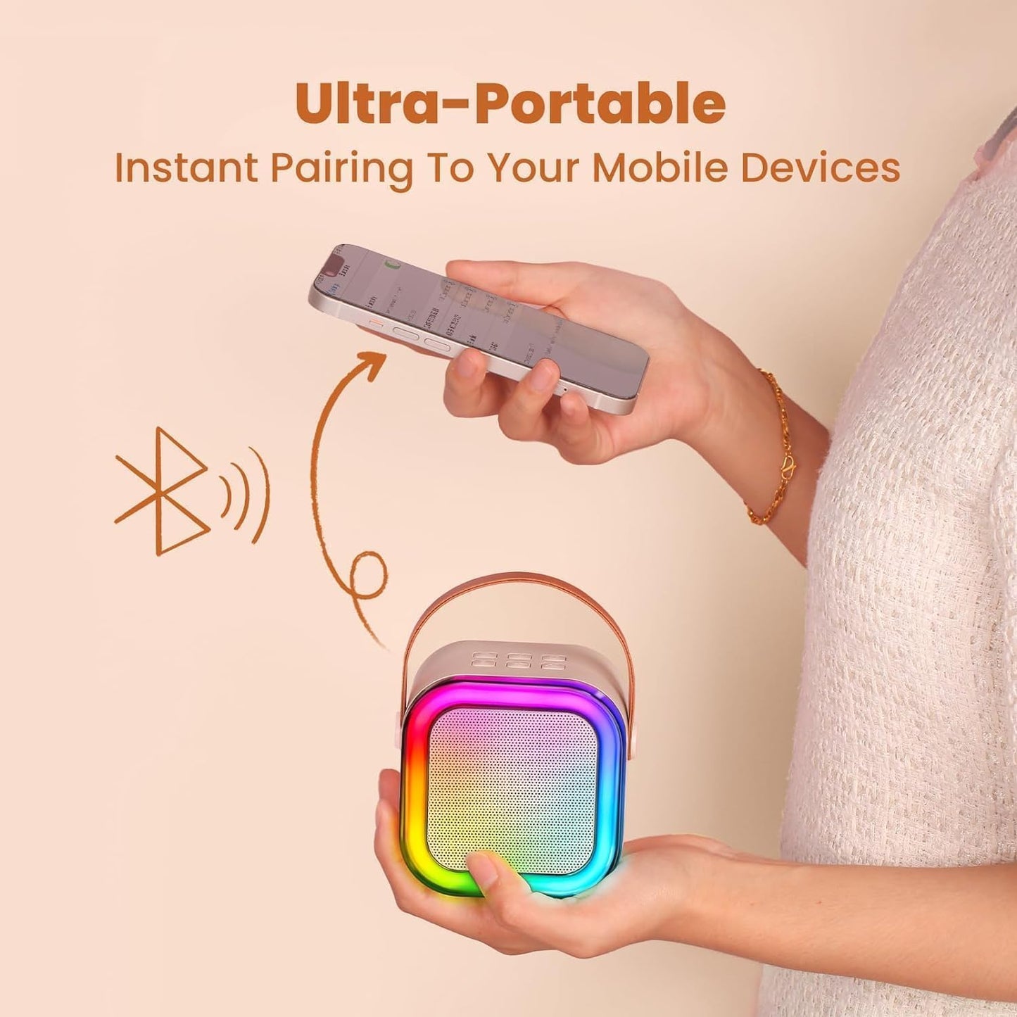 IROO Mini Karaoke Machine for Kids, 2025 TOP Toys Birthday Gifts Ideas for Girls Ages 4, 5, 6, 7, 8, 9, 10, 12+ Years Old, Portable MP3 Player with 2 Wireless Mics for Party