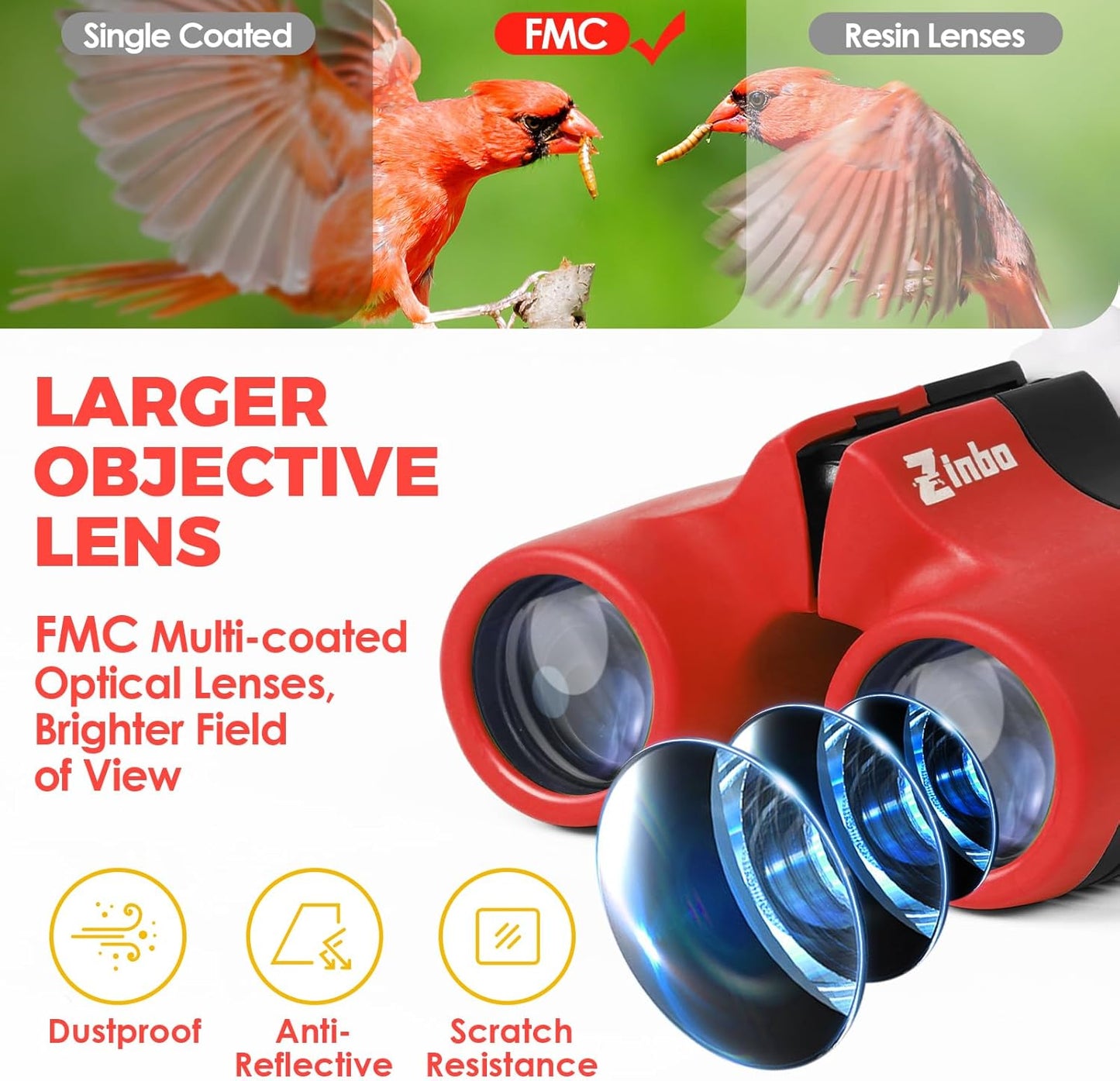 Binoculars for Kids 8x21 High-Resolution Real Optics with Magnifying Glass & Whistle Compass, Kids Binoculars for 3-12 Years Boys and Girls, Best Kids Toys for Outdoor Bird Watching, Hiking, Travel