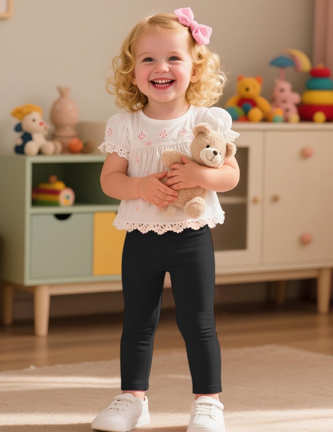 Witwot 3 Pack Baby Girls Leggings Toddler Kids Soft Cotton Pants Size 18M-5T