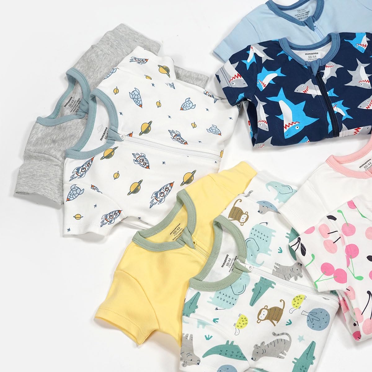 Teach Leanbh Baby Boys Girls 2 Pack 2 Way Zipper Footless Pajamas Cotton Short Sleeve Printing Romper Sleep and Play