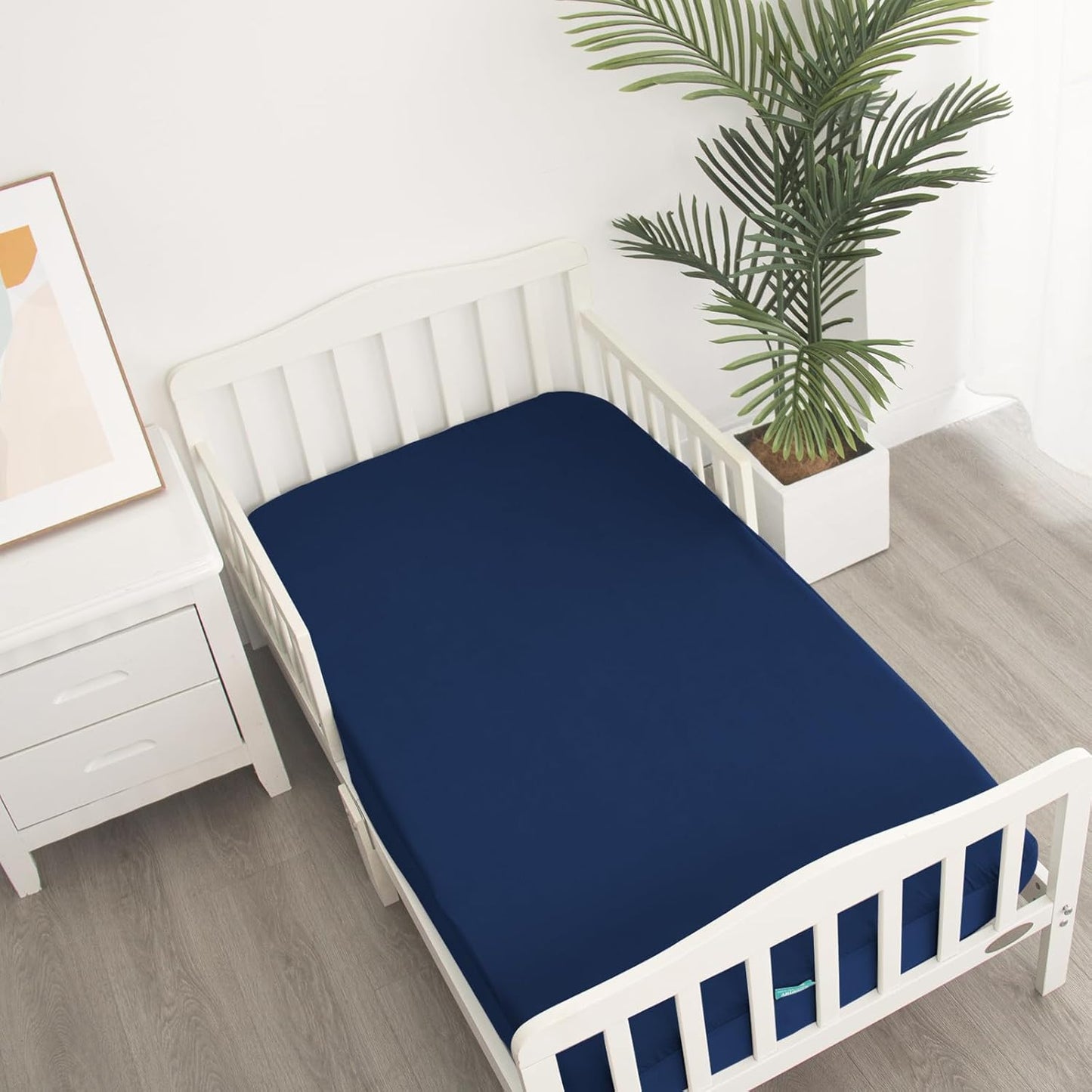 Crib Sheets Waterproof 2 Pack, Crib Mattress Protector, Toddler Fitted Crib Sheet Neutral, Ultra Soft & Breathable Toddler Bed Sheets for Boys and Girls, Navy