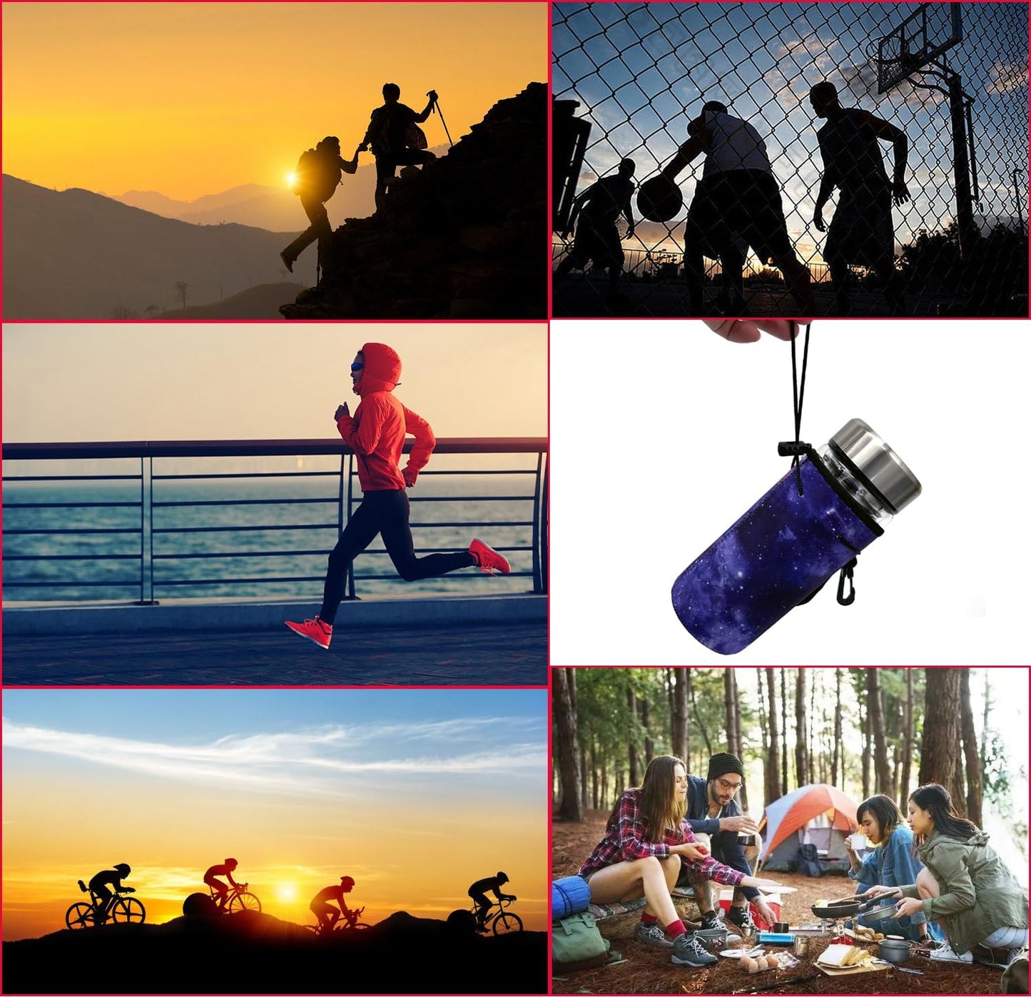 Neoprene Sleeve, Portable Insulator Bottle Cover with Drawstring for 18-20 Oz Water Bottle (Purple)