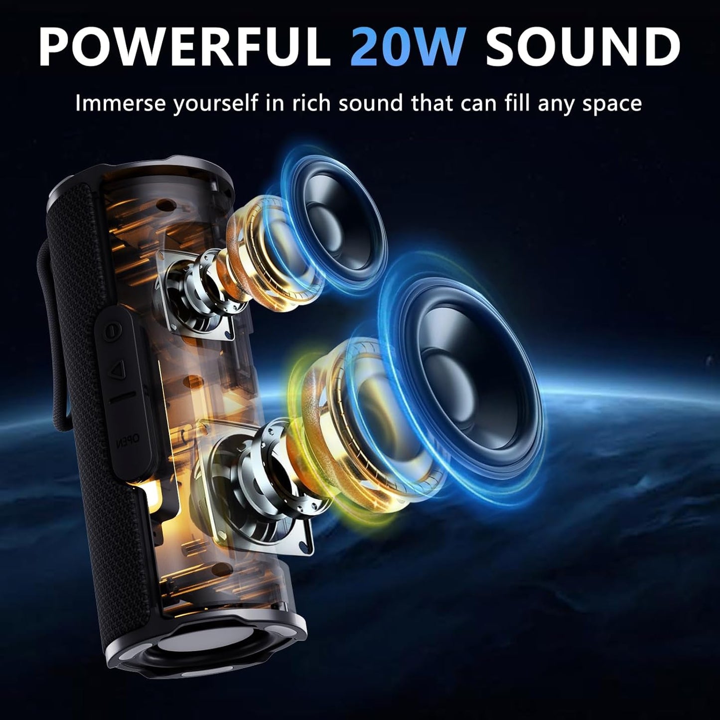 COOPERS Portable Bluetooth Speaker, Wireless Bluetooth Speaker, IPX5 Waterproof Speakers with RGB Lights, Loud Stereo Sound Deep Bass, Long Playtime TWS Pairing for Home/Party/Outdoor Beach