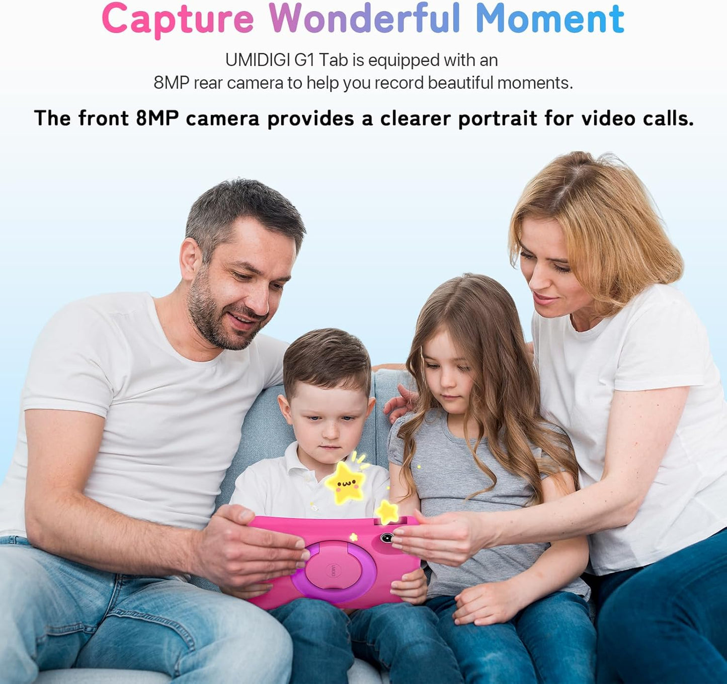 UMIDIGI Kids Tablet, G1 Tab Android PC, 10.1" Tablet for Kids, 4+4G+64G up to 1TB, WiFi 6, 8MP+8MP Dual Camera, Quad-Core, 6000mAh, BT5.0, TÜV Eye Bluelight, Parental Control