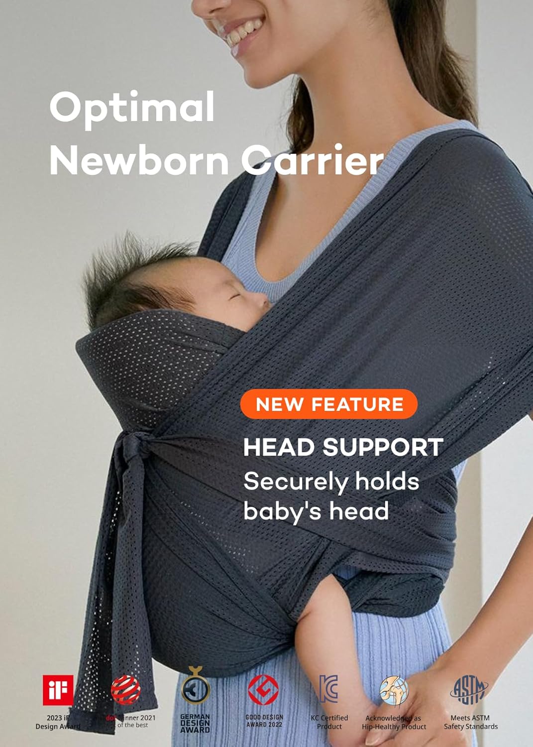 Konny New and Improved Baby Carrier Flex SoftBreeze Premium Material - Adjustable, Easy to Wear and Wrap Baby Sling, Perfect for Newborn Babies Essentials up to 44 lbs,(M-4XL)-Dusty Pink