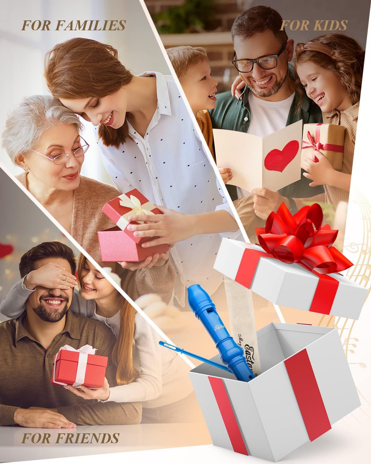 Eastar Soprano Recorder Instrument for Kids Beginners, German Fingering C Key with Cleaning Kit, Thumb Rest, Cotton Bag, Fingering Chart, ERS-21GB, Blue, School-Approved