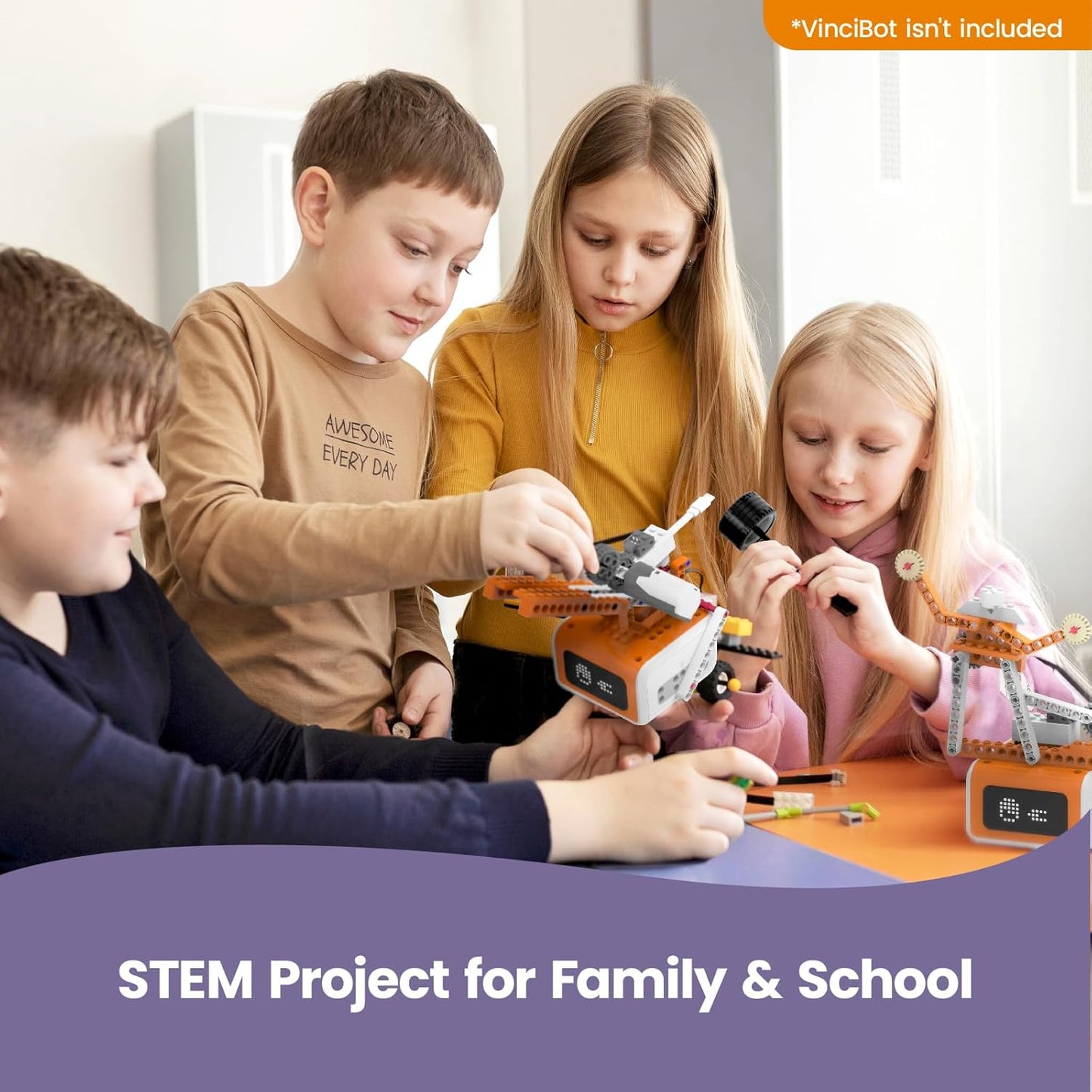Creator Kit for VinciBot Robotic with 434+ Building Blocks & 20 Building Cases for Kids School STEM Education Class, DIY Science Experiment Kit for Kids Ages 8-12