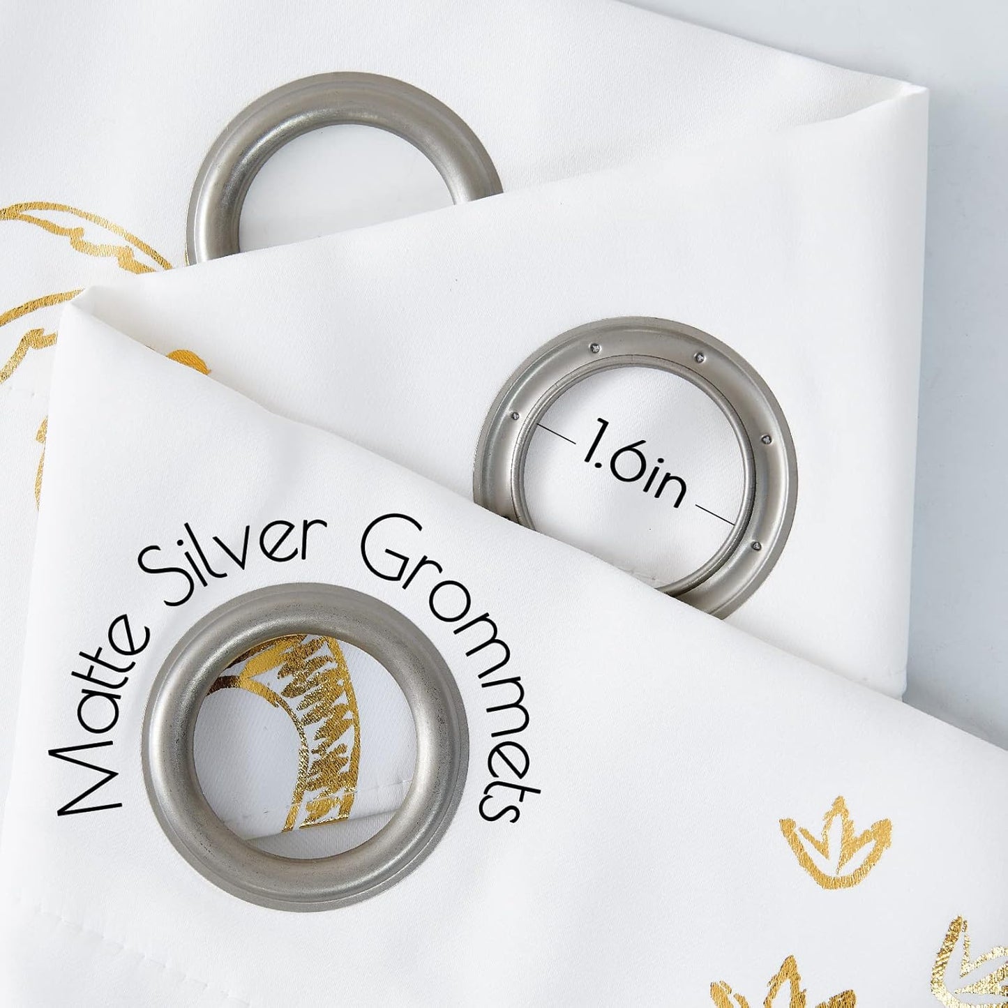 Vangao Kids Curtains White Drapes Dinosaur Curtains for Boys Kids Nursery Girls Room Golden Dino Foil Print Light Filtering Grommet Top Window Drapes 63 Inches Length 2 Panels