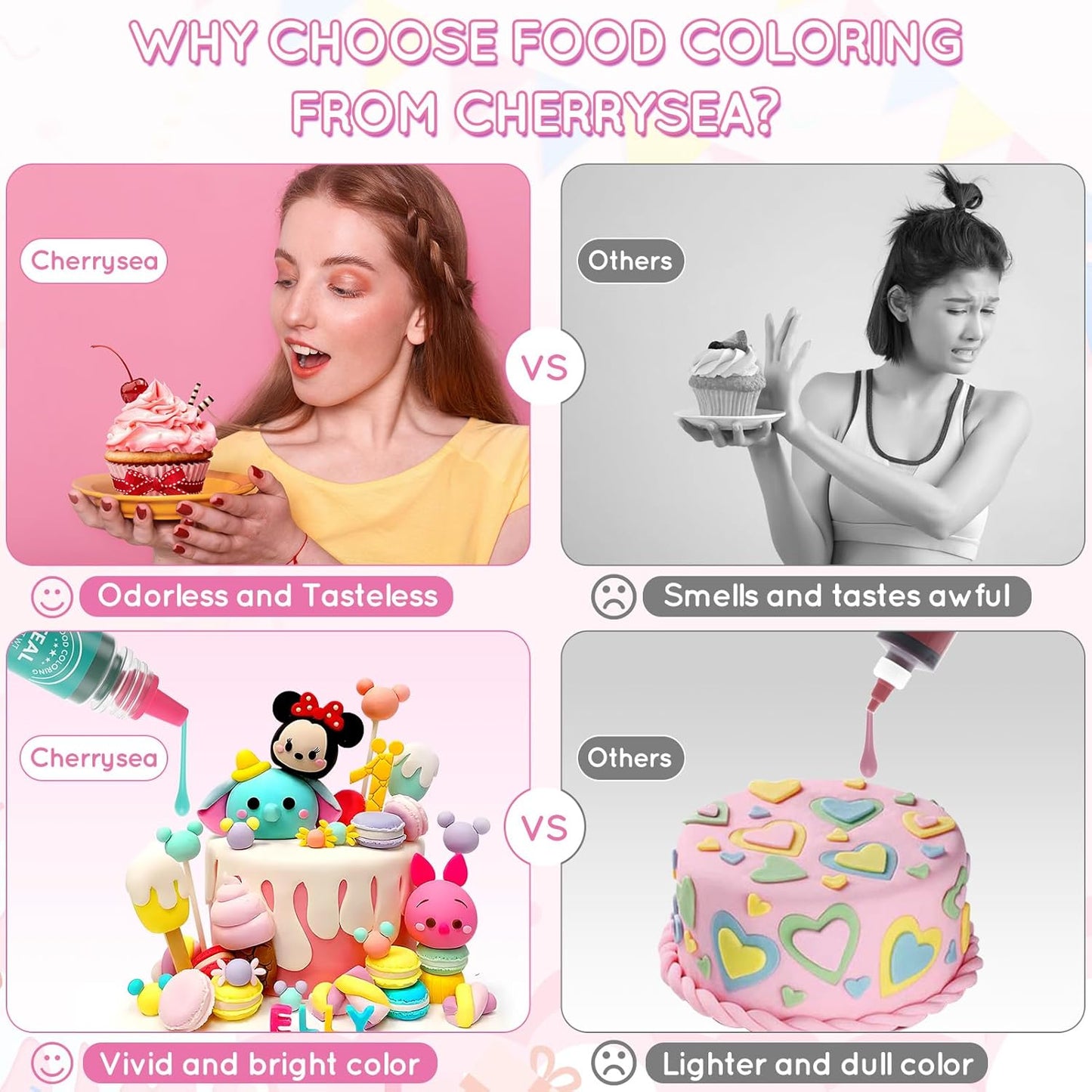 Food Coloring Liquid 10 Colors for Baking,Cherrysea Food Grade Cake Food Coloring Set for Halloween,Fondant,Cookies,Icing,Easter Egg Dessert Decorating Making DIY Supplies Kit- 0.25 Fl. oz (6