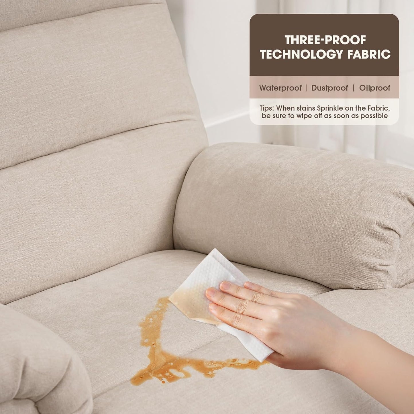 Large Glider Rocker Recliner,Beige Swivel Rocking Recliner Chair,Reclining Sofa Rocking Chair Nursery,23 Inches Deep Seat & 27 inches High Back,for Living Room, Bed Room (Beige)