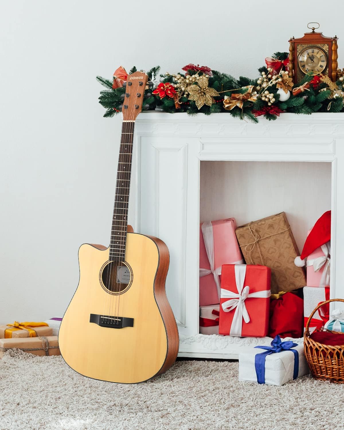 Donner Left Handed Acoustic Guitar Kit for Beginner Adult Full Size Cutaway Lefty Acustica Guitarra Bundle Set with Bag Strap Tuner Capo Pickguard String, 41 Inch, DAG-1CL