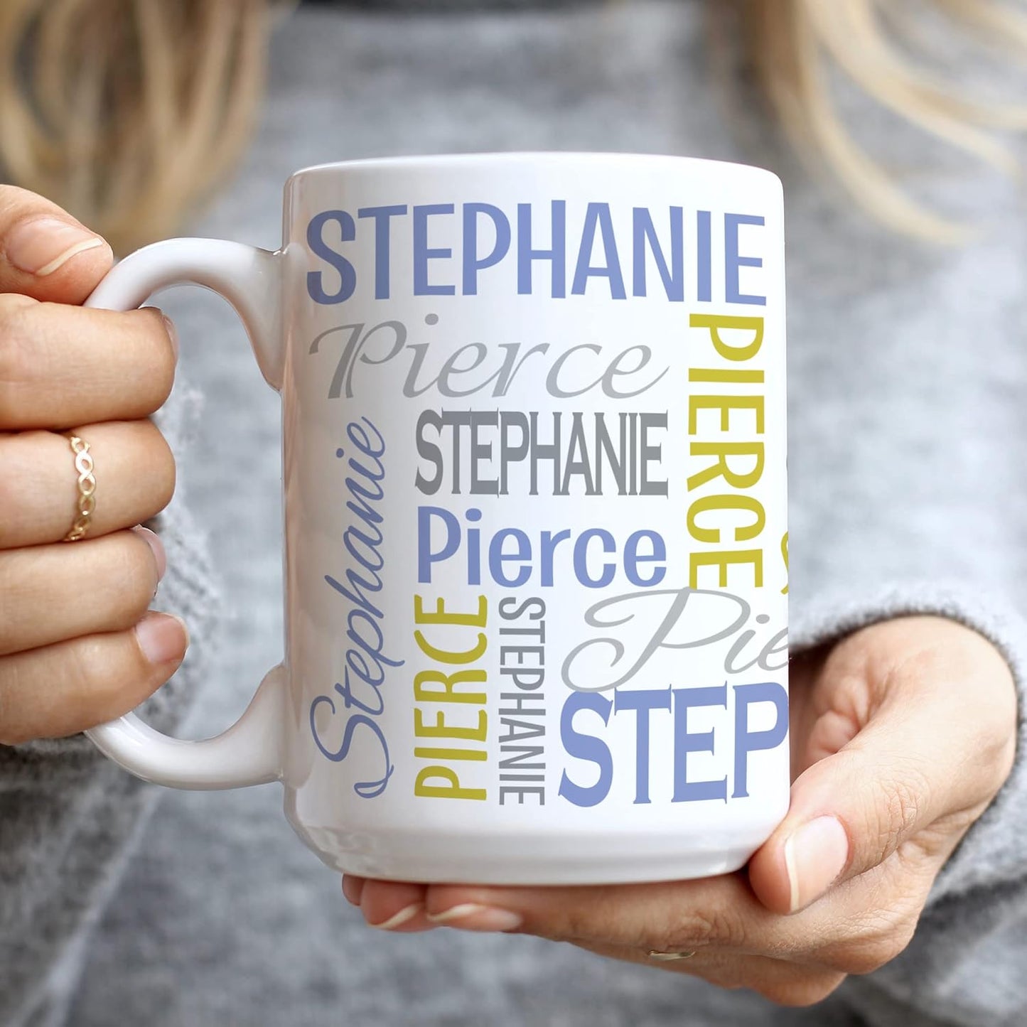 Let's Make Memories Personalized Your Name Signature Mug - Custom 15oz Coffee Mug - Stocking Stuffer - For Christmas - Green/Gold