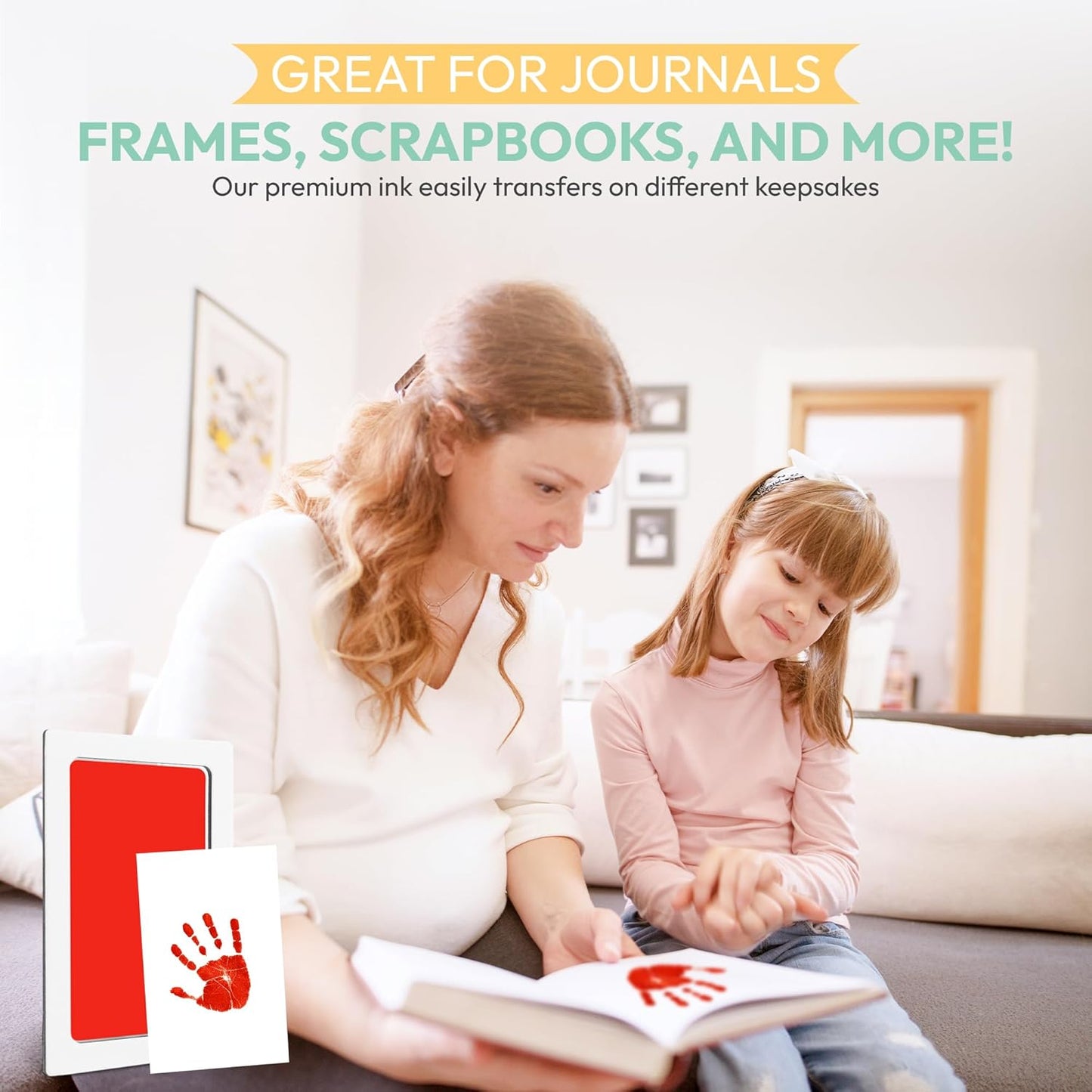 Clean Touch Ink Pad for Baby Handprints and Footprints – Inkless Infant Hand & Foot Stamp – Safe for Babies, Doesn’t Touch Skin – Perfect Family Memory or Gift – Red Print Kit by Tiny Gifts