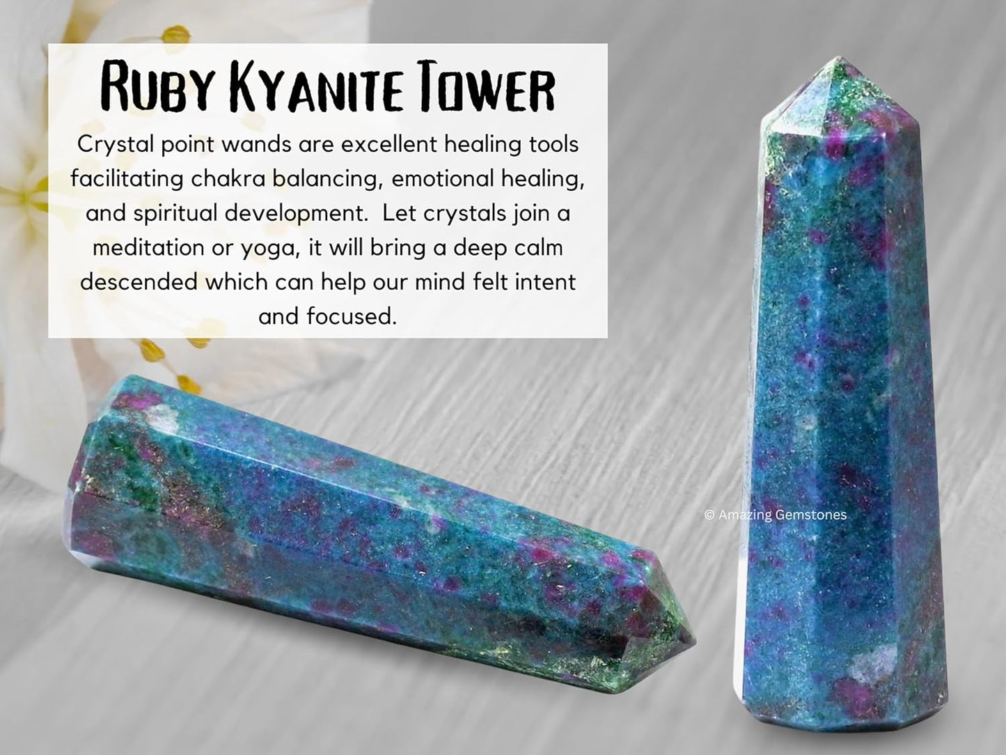 Amazing Gemstone Ruby Kyanite Crystal Towers - Natural Healing Crystal Point Obelisk for Reiki Healing and Crystal Grid (2 Inch to 3 Inch)