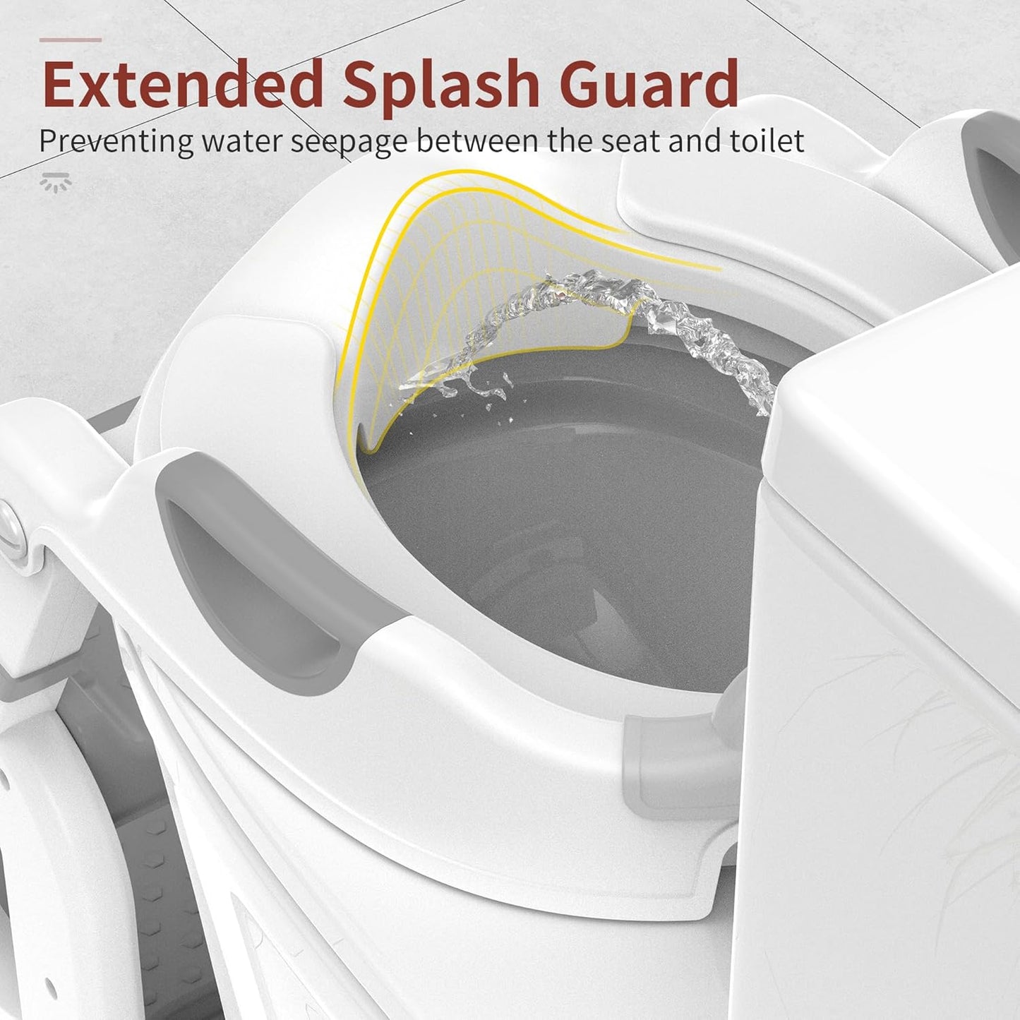 Potty Training Seat, Upgrade 2 in 1 Potty Training Toilet for Toddler, Toddler Toilet Seat for Boys Girls with Splash Guard, Anti-Slip Pad and Step Stool (Grey)