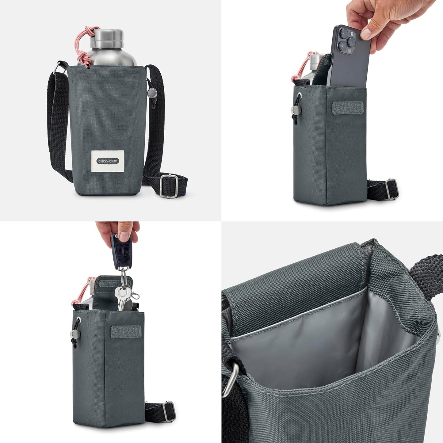 BLACK + BLUM Insulated Bottle Bag - Made with Recycled PET and BPA Free - Bottle Bag for On The Go, Slate