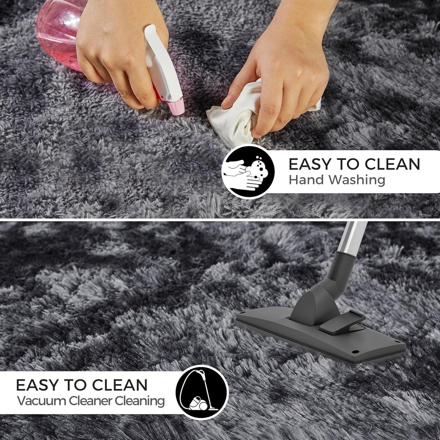 Ultra Soft Rug for Living Room, 3X5 Fluffy Shag Area Rug for Bedroom, Modern Shaggy Carpets Fuzzy Rug for Teens Dorm Nursery Home Decor Aesthetic, Upgrade Anti-Skid Durable, Tie Dye Black and Grey