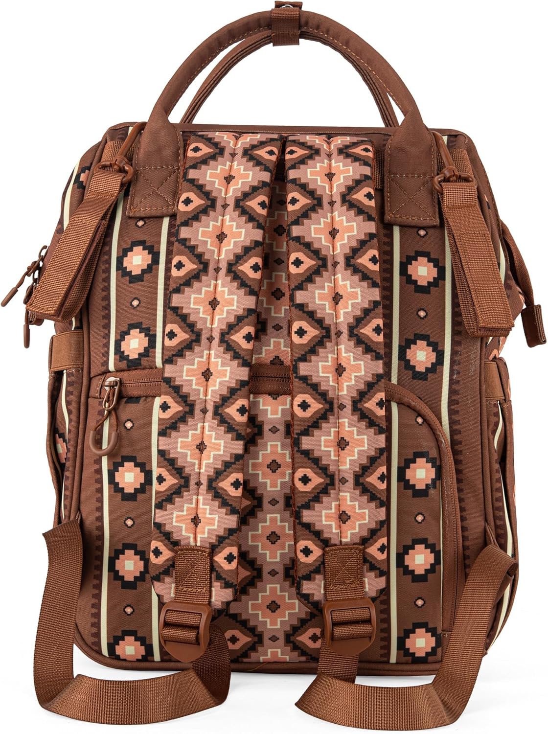 Wrangler Diaper Bag Backpack Aztec Travel Backpack Purses Western Multi-Function Baby Bags for Mom with Waterproof Insulated Pockets