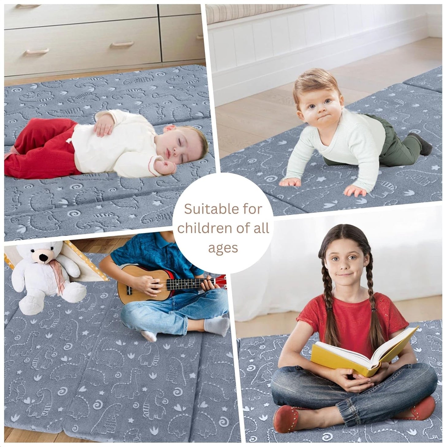 MeMoreCool Kids Floor Futon Mattress Large 6x4 FT, Thicken Foam Tatami Sleeping Pad for Playroom, Foldable Crawling Mat for Children’s Play Area