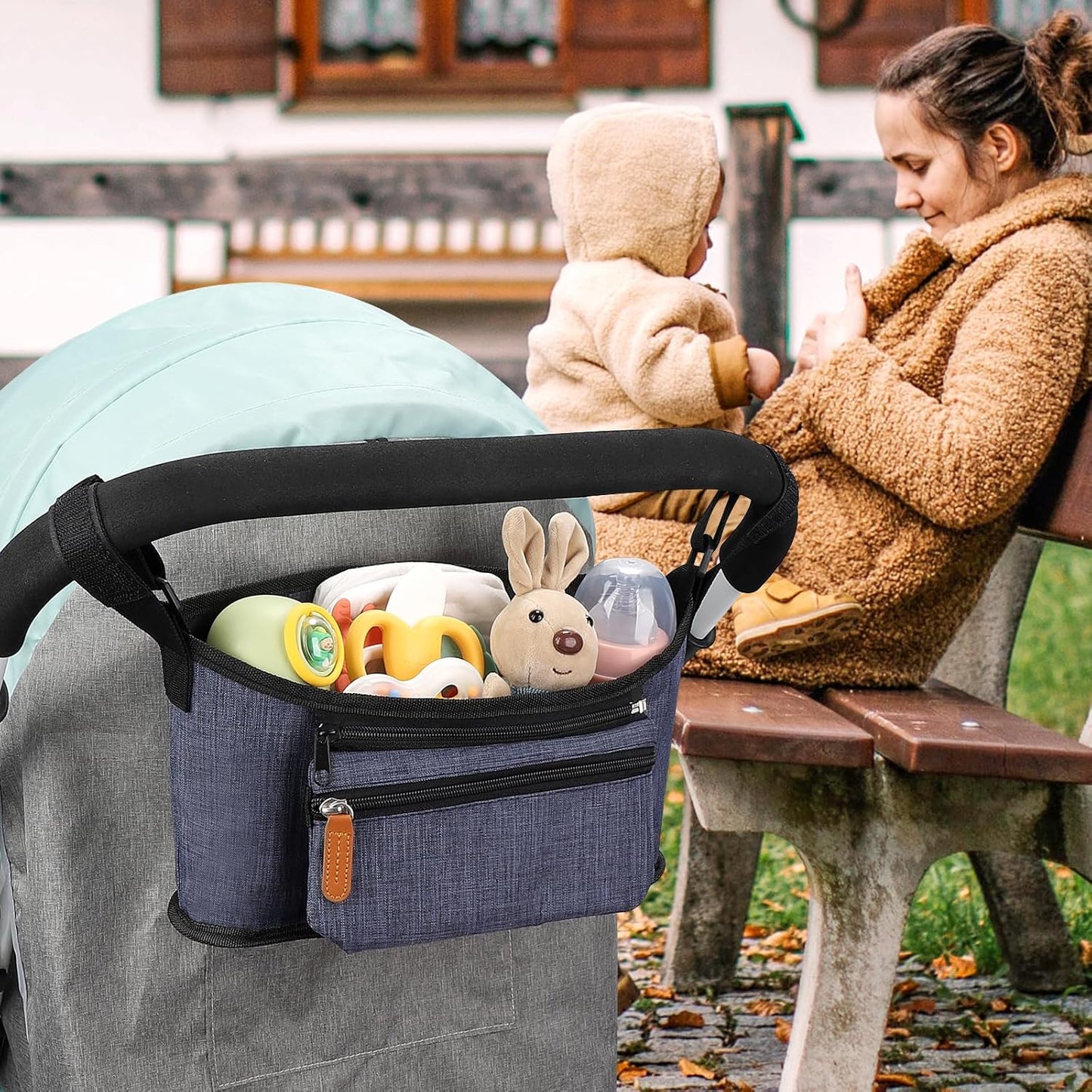 Accmor Universal Stroller Organizer with Detachable Phone Bag, Stroller Bag Caddy Organizer Stroller Accessories for Uppababy, Baby Jogger, Nuna, Doona, Britax Strollers