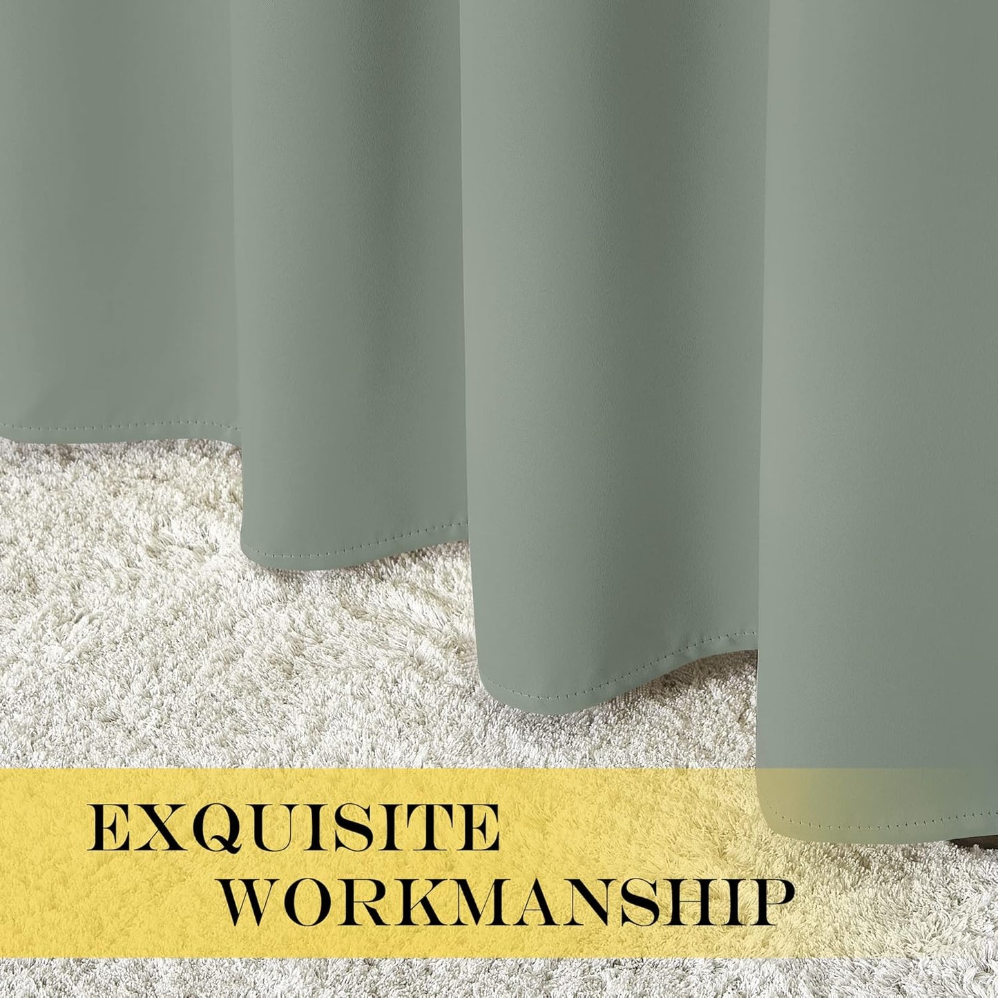 NICETOWN Blackout 78 inch Curtains for Doorway 2 Panels Set, Grommet Thermal Insulated Room Darkening Door Curtains Sound Reducing for Bedroom/Home Office, Sage Green, W52 x L78