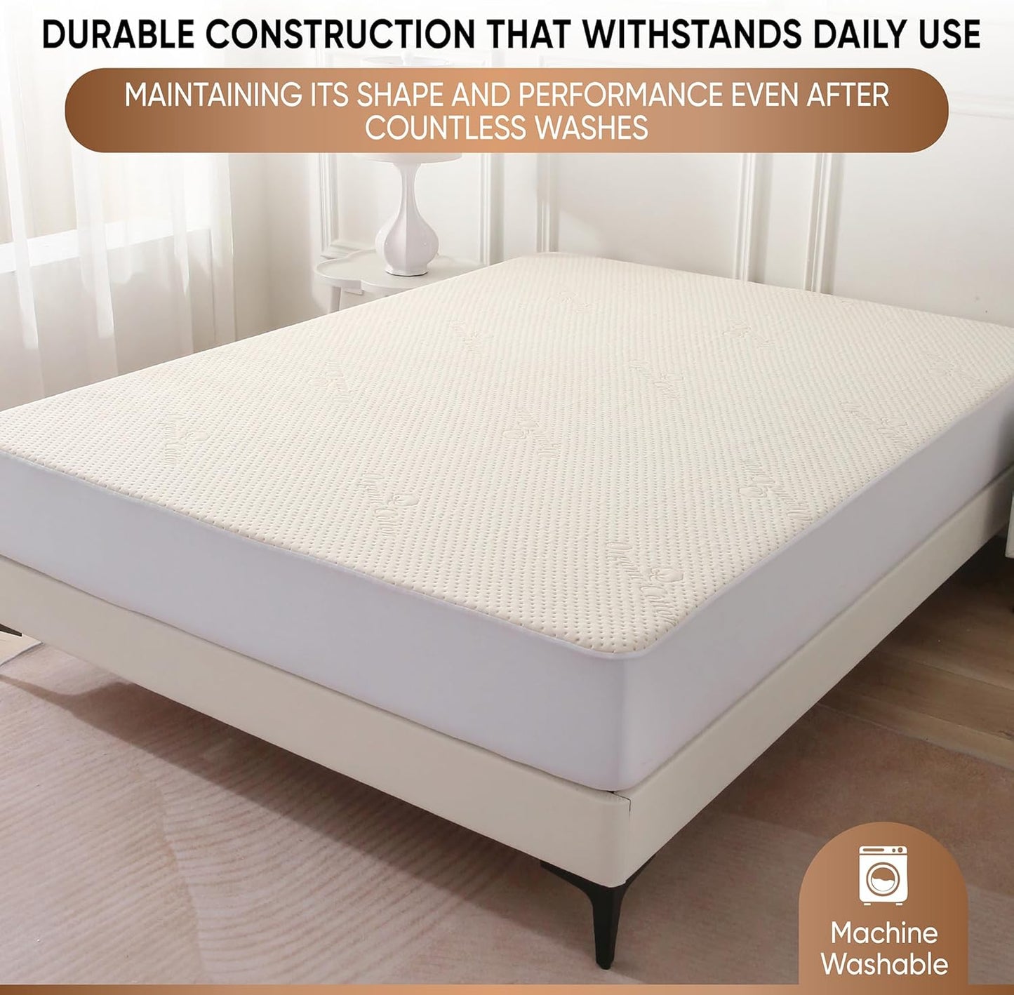 Luxury Waterproof Organic Mattress Protector Twin - Organic Cotton Breathable Mattress Pad Cover - New 380 GSM Comfort - Deep Pocket - Jersey Cotton Skirt - Fitted Comfort