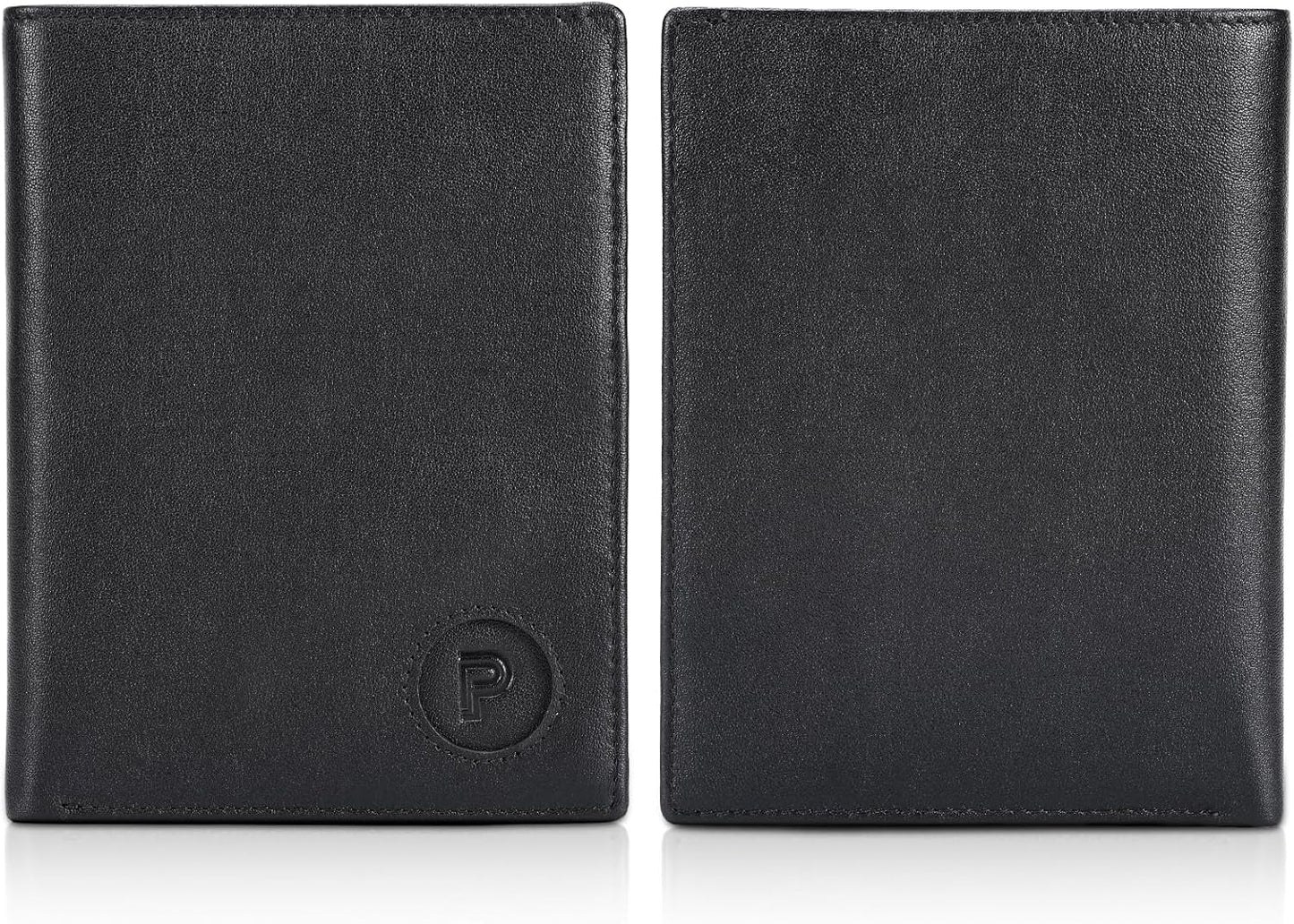 Polare Luxury RFID Blocking Leather Passport Holder Travel Wallet For Men and Women (Black with AirTag Slot)