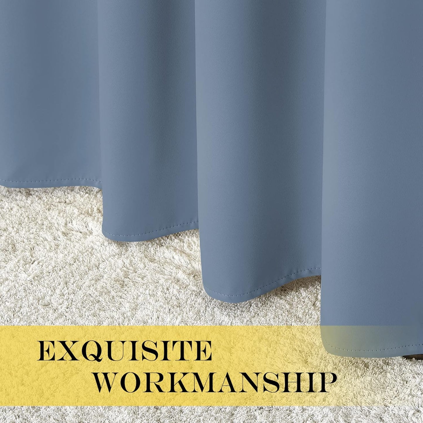 NICETOWN Stone Blue Blackout Doorway Curtains 78 inches Long, Grommet Light Blocking Window Treatments Sound Reducing Privacy Drapes for Living Room/Bedroom, 2 Panels, W52 x L78