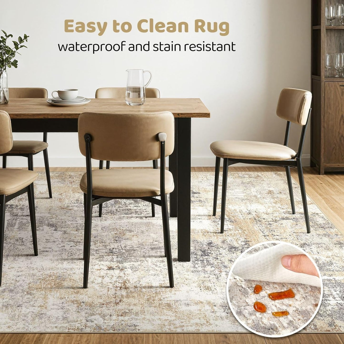 Area Rugs 8x12 Living Room: Washable Large Abstract Modern Soft Rugs Stain Resistant Indoor Floor Non Slip Accent Carpet for Bedroom Nursery Playroom Office Dining Room Dorm Home Decor- Gray Gold