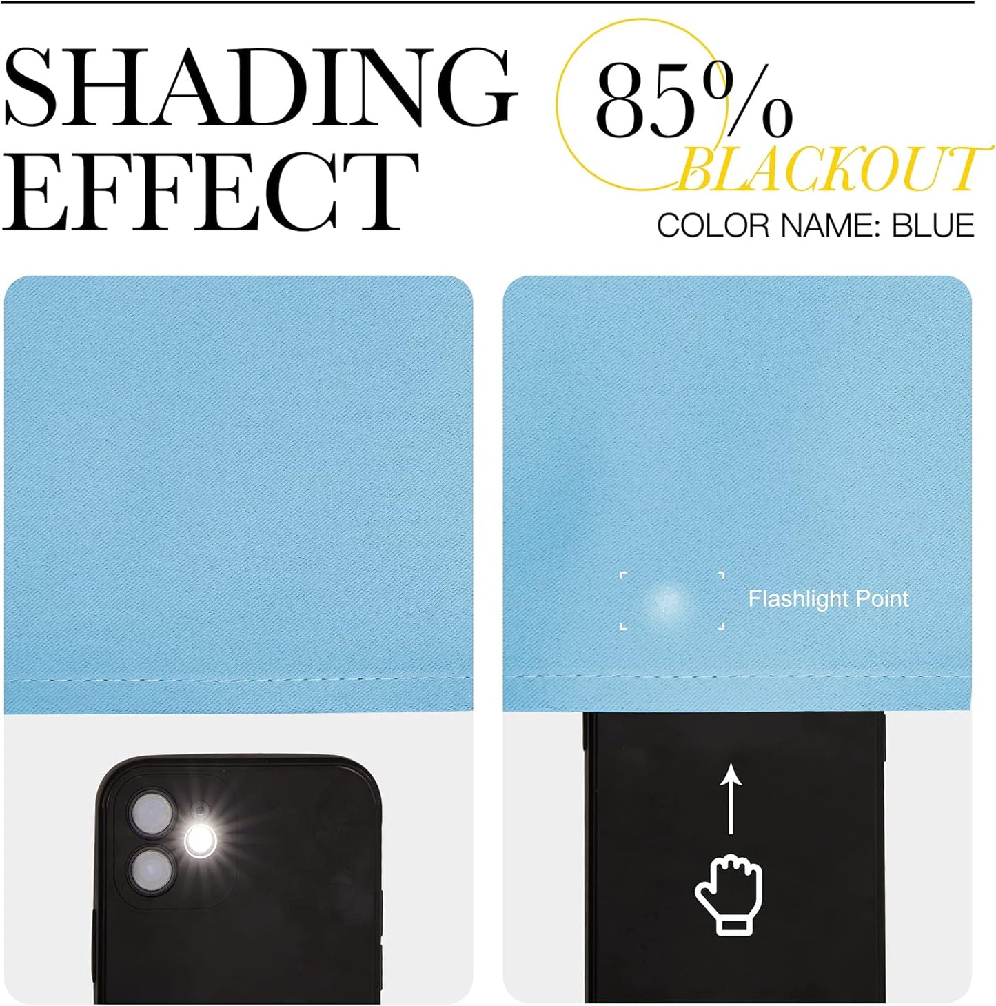 NICETOWN Blue Blackout Living Room Curtains 110 inches Long, Grommet Thermal Window Treatments Room Divider Blinds Sound Reducing for Living Room, W66 x L110, 2 Pieces