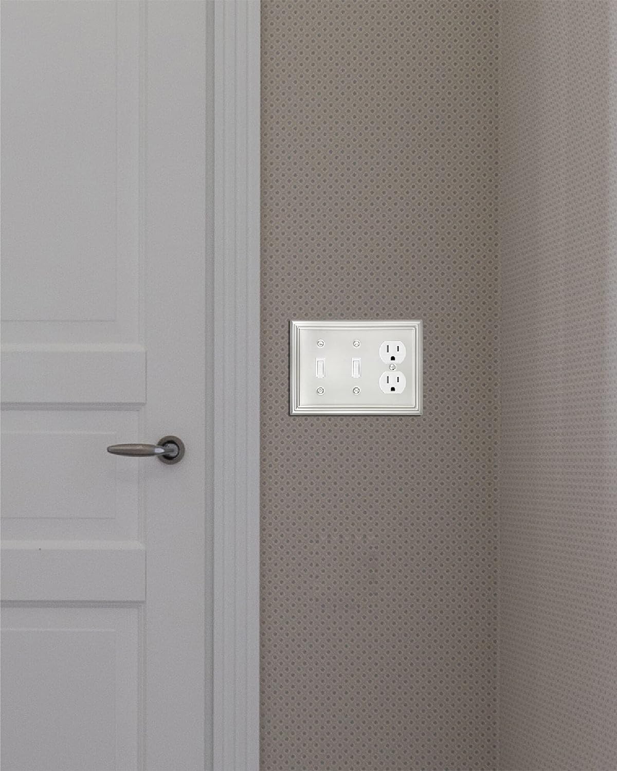 2-Pack Combination Toggle/Duplex Wall Plate, Faceplates for Light Switch, Receptacle Outlet, Dimmer Switch, Satin Nickel, 6.77''*4.88'', Midsize